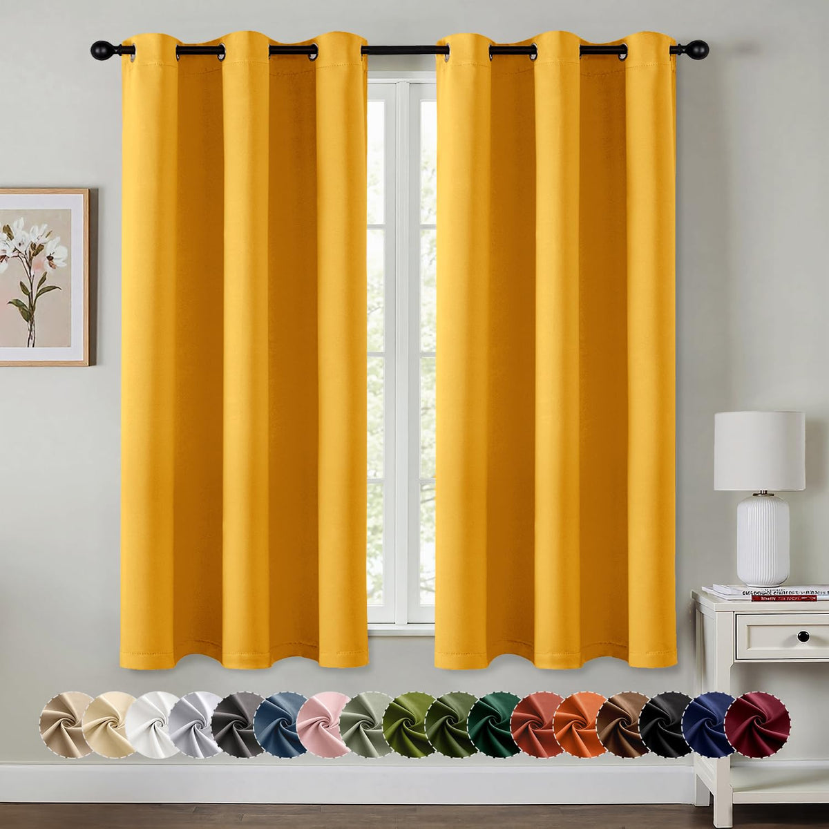 MIULEE Blackout Curtains for Bedroom 2 Panels 40 x 84 Inch Long Black