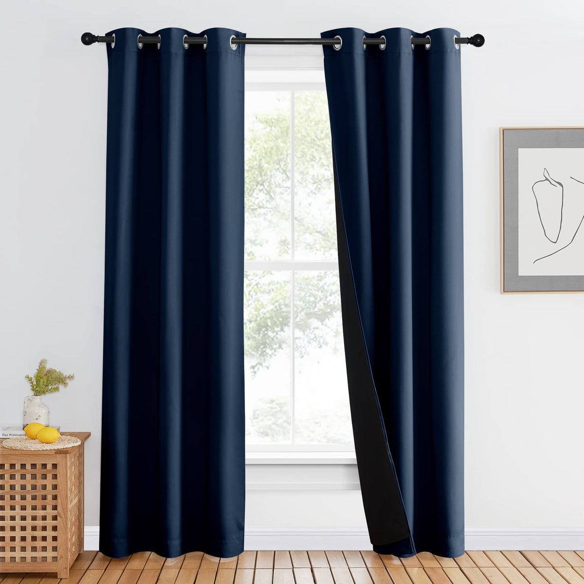 NICETOWN 100% Blackout Curtain 54 inches Long, Double-Deck Completely Blackout Window Treatment Thermal Insulated Lined Drape for Small Window (White, 1 PC, 52 inches Width Each Panel)