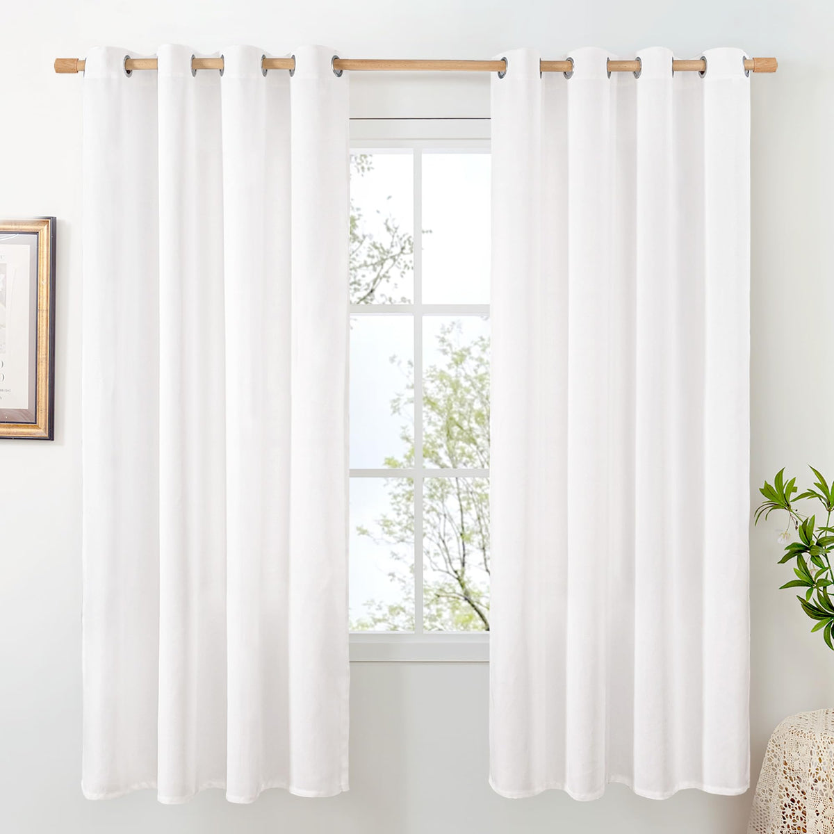 BGment Oatmeal Linen Curtains for Living Room 95 Inch Length 2 Panels Set, Privacy Drapes Light Filtering with Grommet for Farmhouse Bedroom No See Through, Each 52 Inch Wide