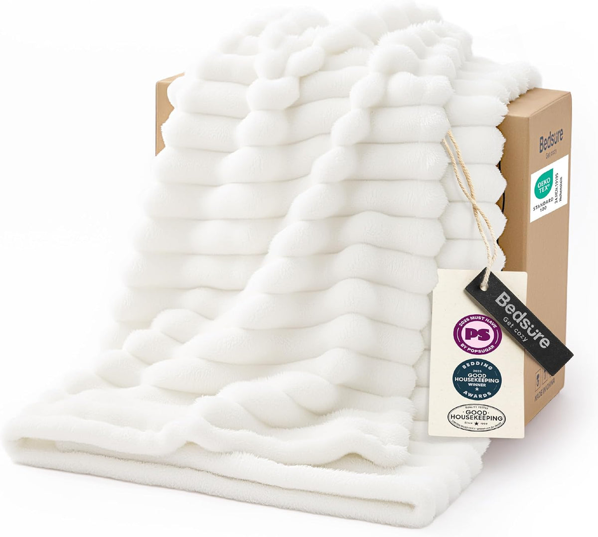 Bedsure GentleSoft White Throw Blanket for Couch - Halloween Fall Decorations for Home Living Room Decor, Cozy Fleece Fall Blanket for Sofa, Birthday Gifts for Women Mom Her, Off White, 50x60 Inches