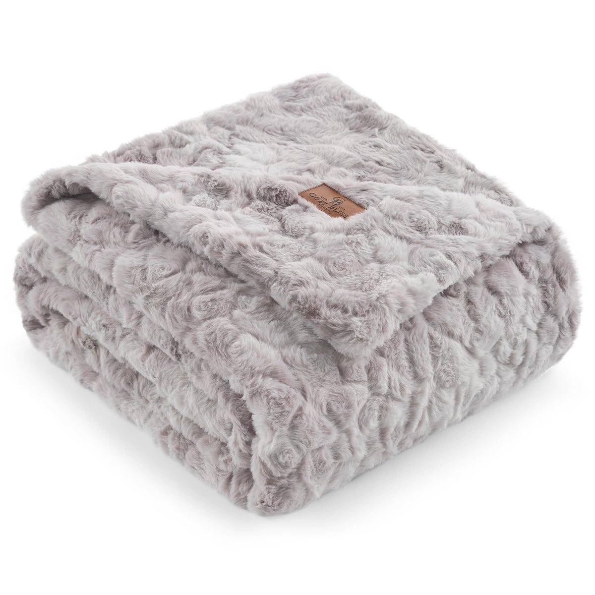 Cozy Bliss Faux Fur Throw Blanket for Couch, Fuzzy Soft Plush Thick Warm Fluffy Reversible Wave Textured Blanket for Sofa Bedroom Living Room, 55 * 70 Inches Cream White