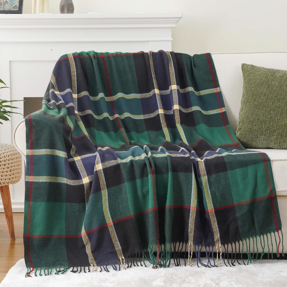 Orange Plaid Throw Blanket for Couch, Fall Throw Blanket 50"x60" Fall Decor