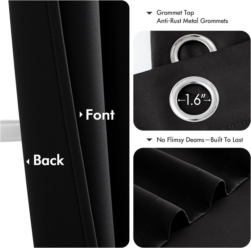 MIULEE Blackout Curtains for Bedroom 2 Panels 40 x 84 Inch Long Black