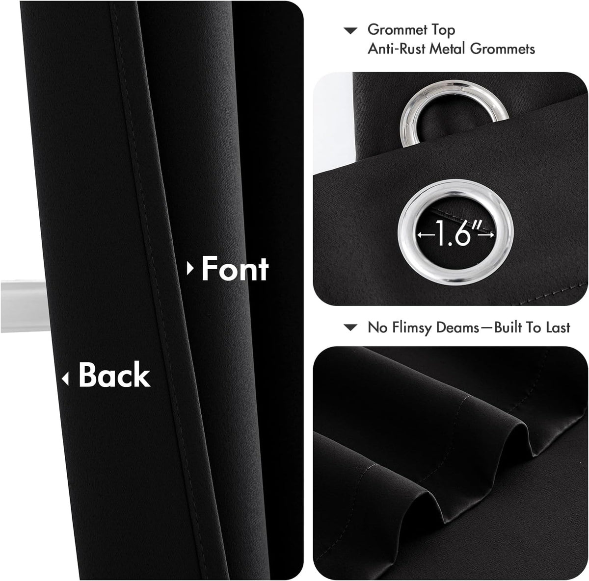 MIULEE Blackout Curtains for Bedroom 2 Panels 40 x 84 Inch Long Black