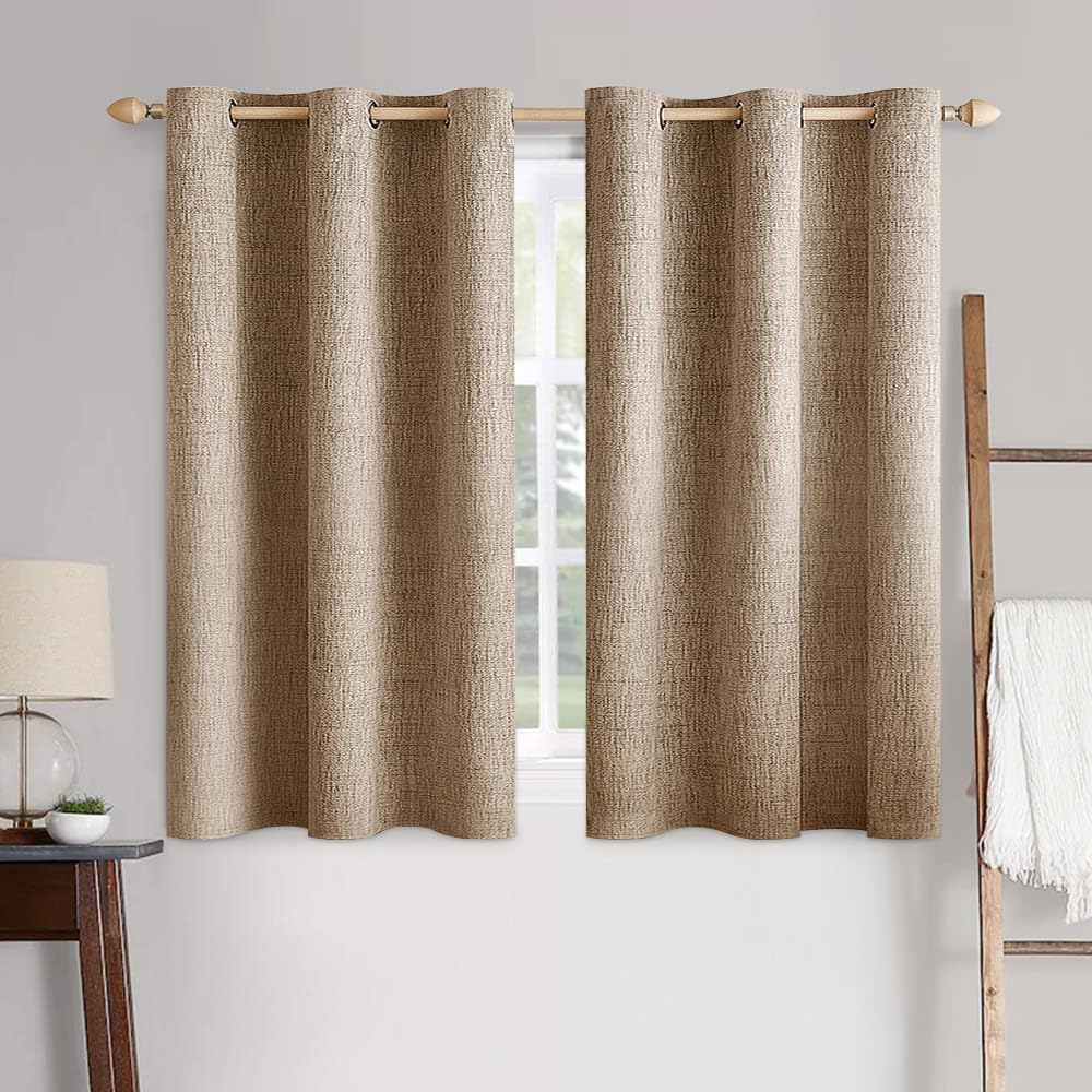 MIULEE 100% Blackout Linen Curtains for Bedroom 52x84 Inches Dusty Blue