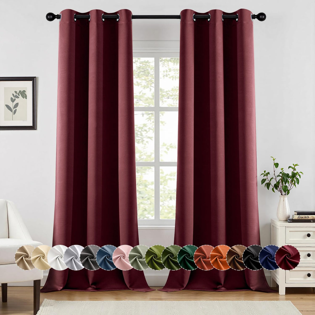 MIULEE Blackout Curtains for Bedroom 2 Panels 40 x 84 Inch Long Black