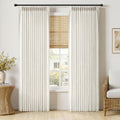 MIULEE Pinch Pleated Linen Curtains 96 Inches Long Beige White 2 Panels