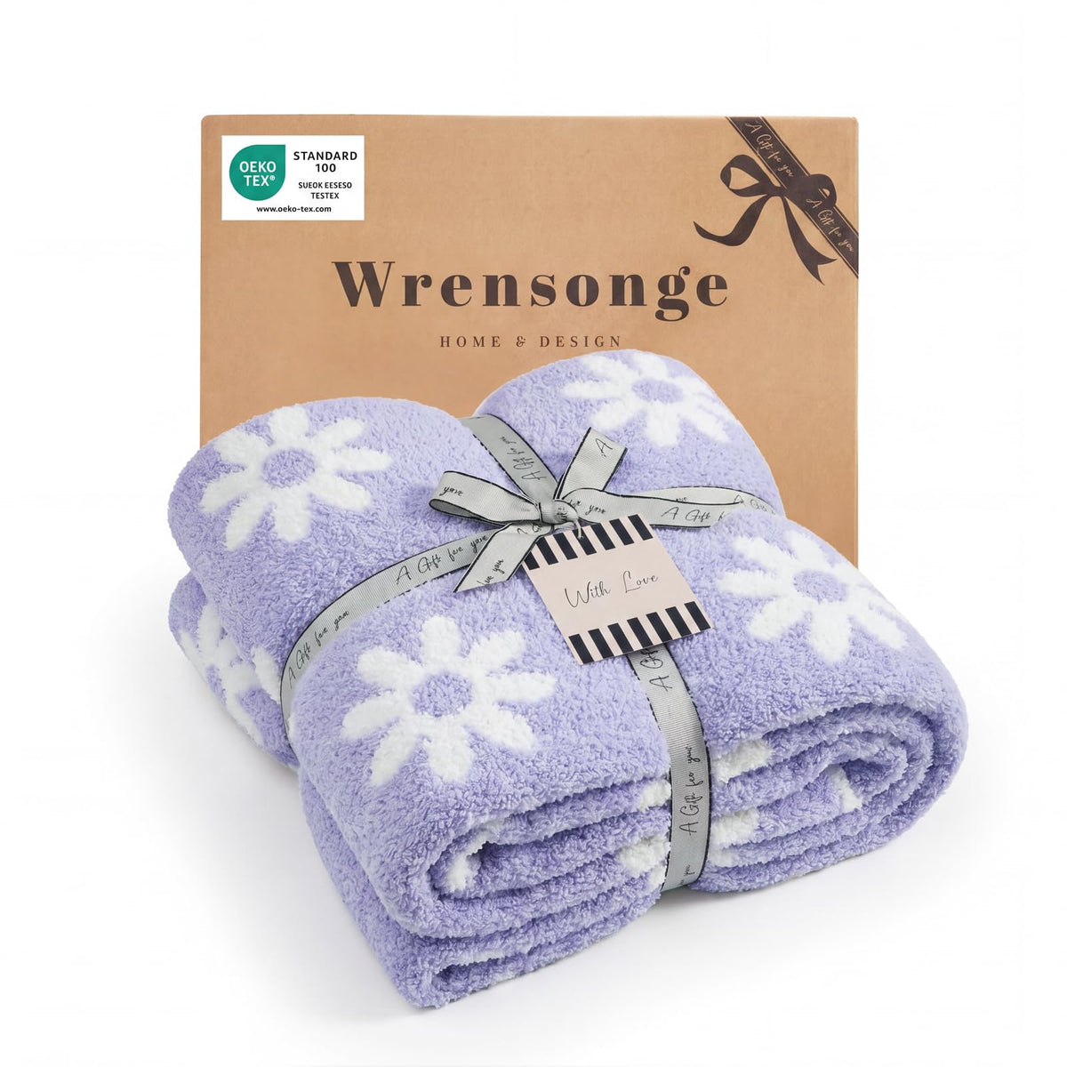 WRENSONGE Soft Checkered Throw Blanket for Couch-Cozy Warm Knitted Blankets