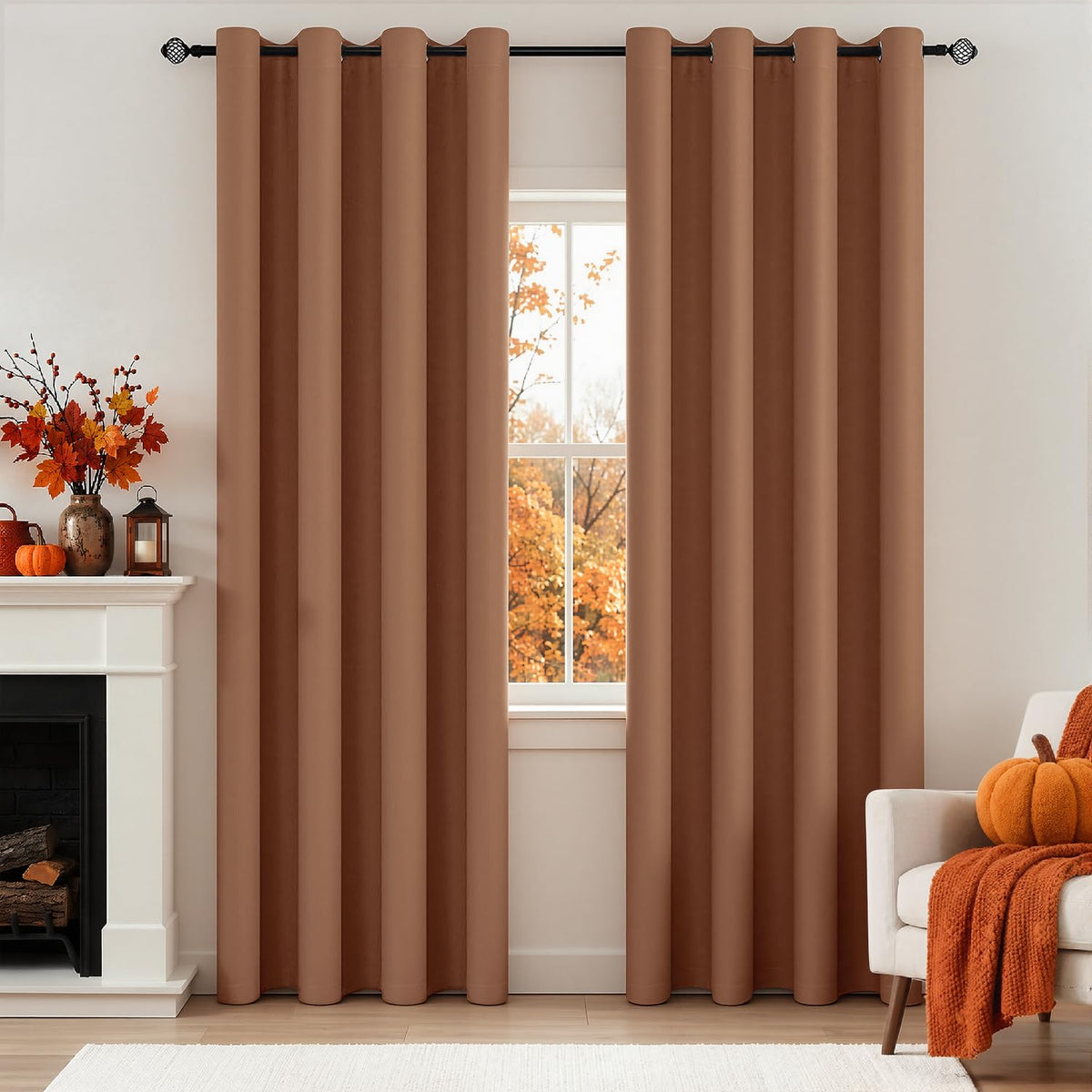 MIULEE Beige Blackout Bedroom Curtains Drapes 84 Inch Long 52"x84"