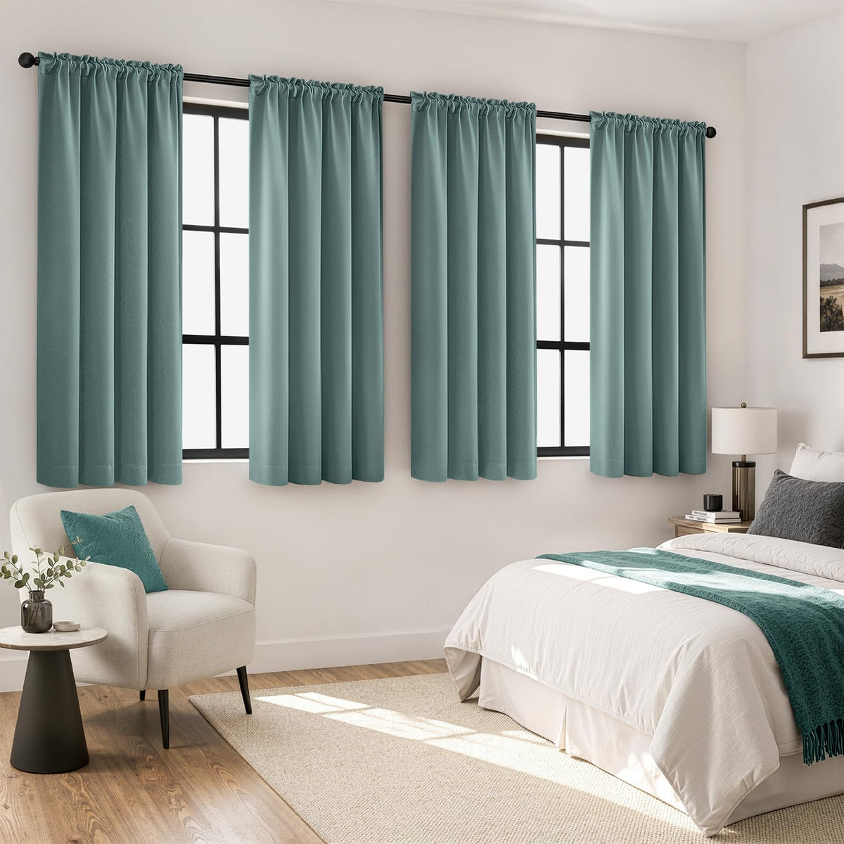 MIULEE Sage Green Blackout Curtains 63 Inch Length for Bedroom 4 Panels