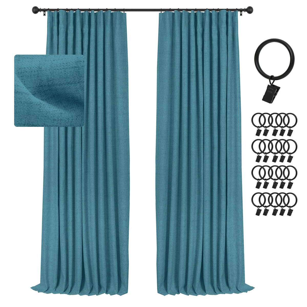 INOVADAY 100% Blackout Curtains for Bedroom Black Out Curtains 84 Inch Long