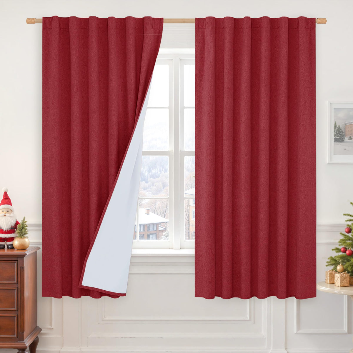 LAMIT 100% Blackout Short Linen Curtains for Cafe 40 Inch Length, Ivory