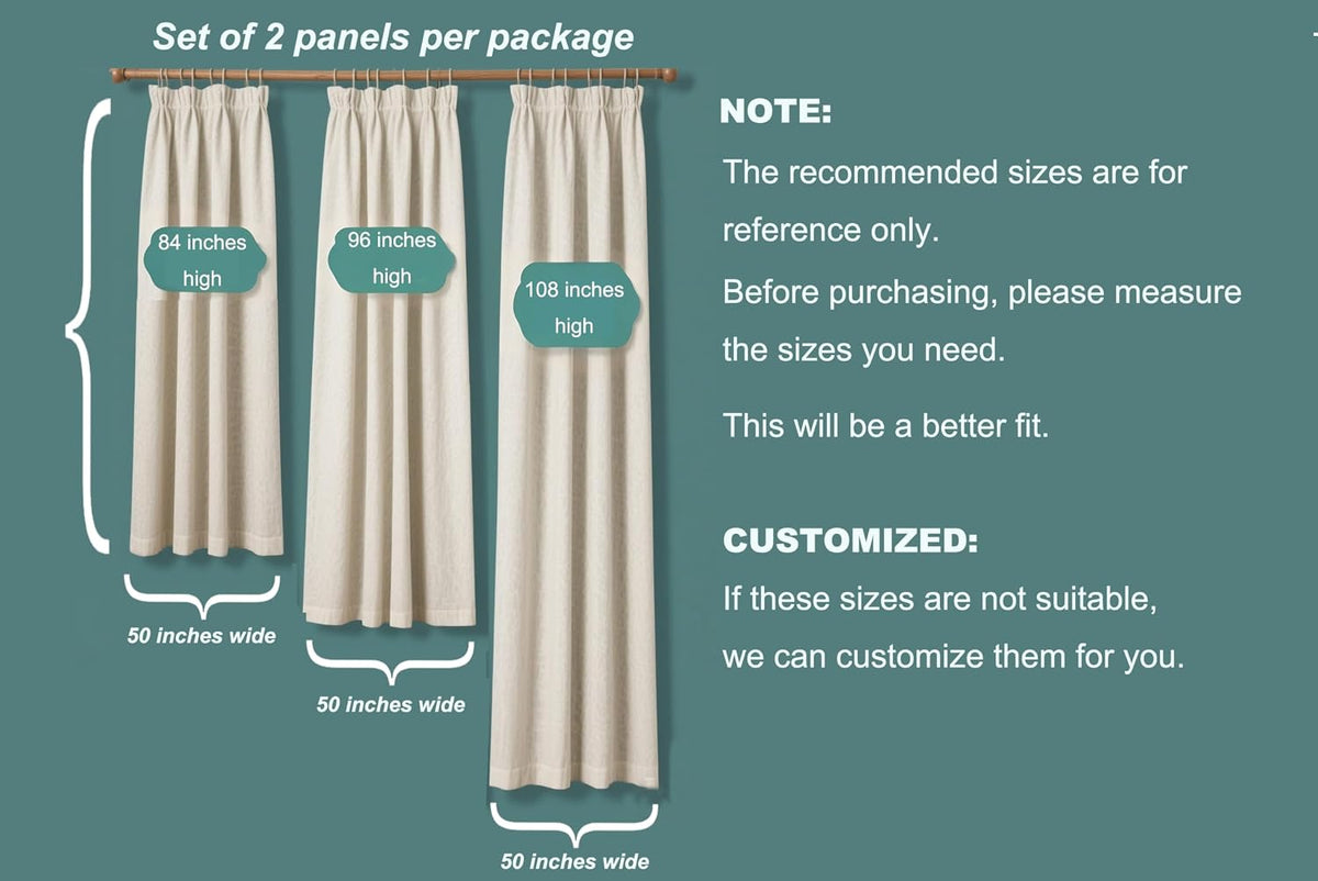 VisionaryHomeDesign Ivory Cream Cotton Blend Curtain Panels with Trim Design, Pinch Pleat Curtains, Blackout Curtains for Sliding Patio Doors Bedroom (Set of 2) (52W x 96L)