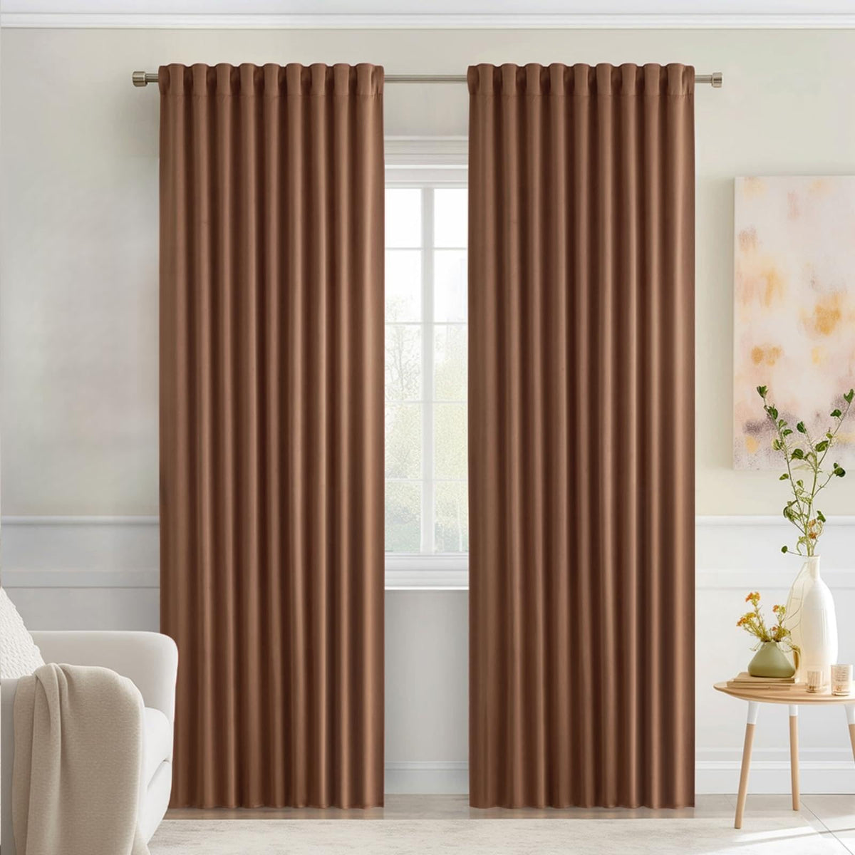MIULEE 2 Panels Set Black Back Tab Blackout Curtains 52x96 Inch Long