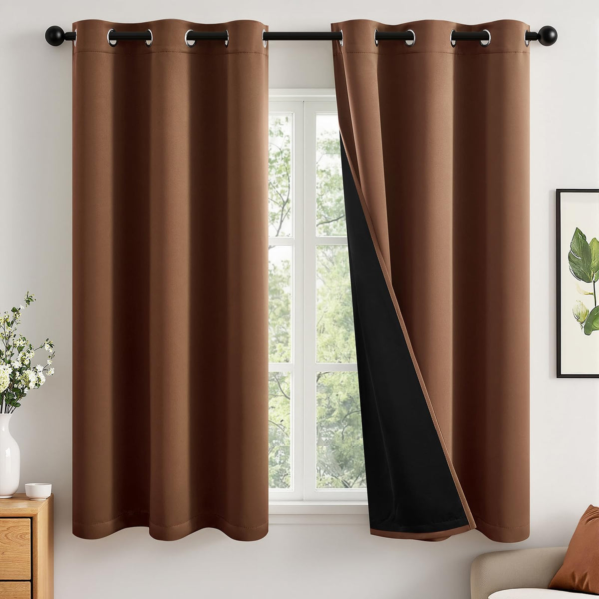 MIULEE Cream 100% Blackout Curtains for Bedroom 40x63 Inch Long