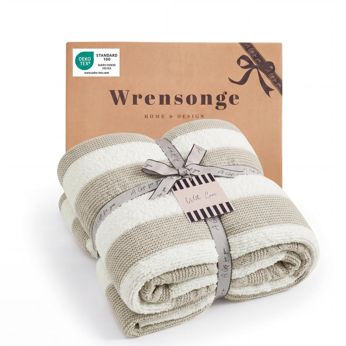 WRENSONGE Soft Checkered Throw Blanket for Couch-Cozy Warm Knitted Blankets