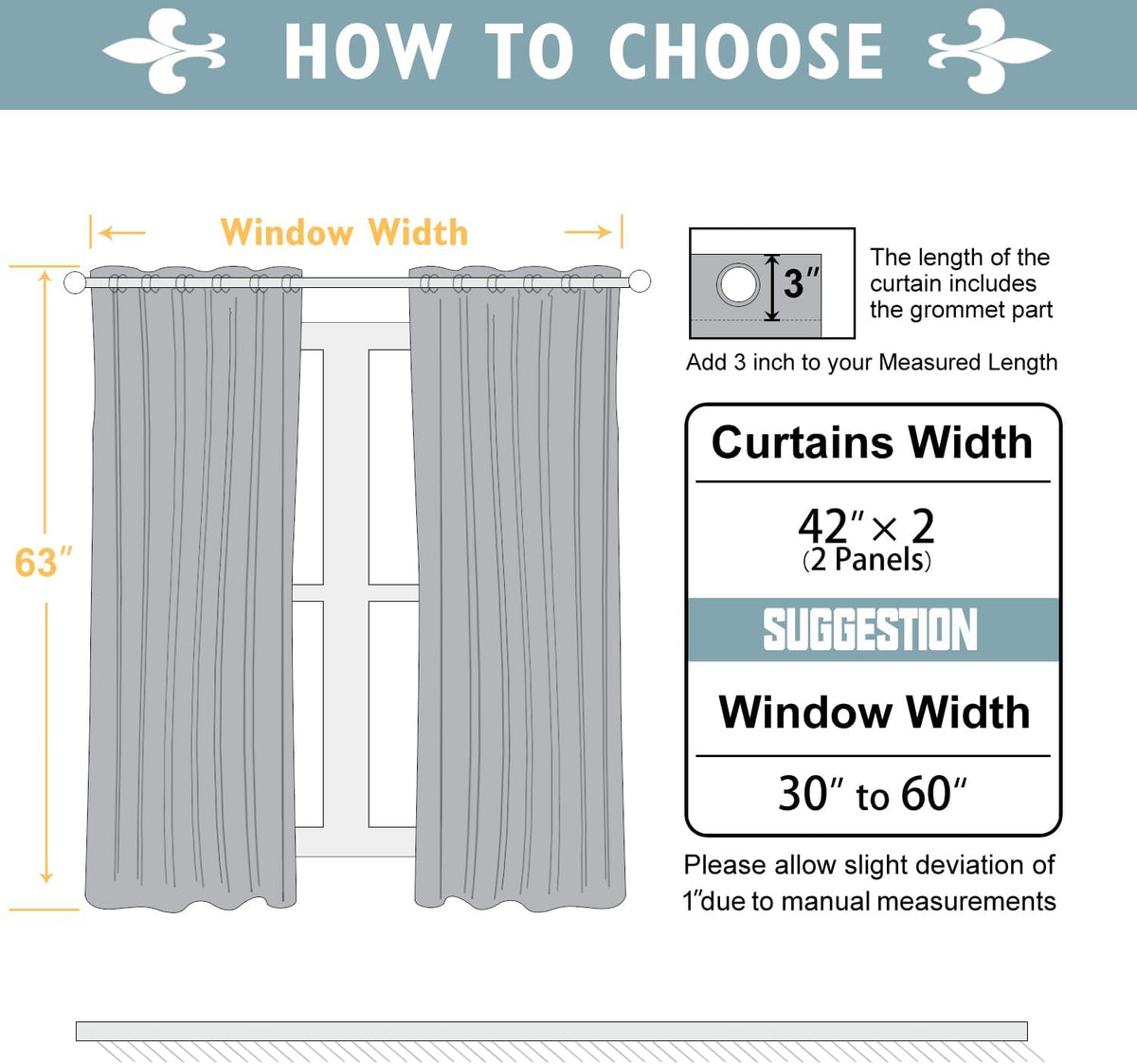 ChrisDowa Blackout Curtains for Bedroom and Living Room 63 Inches Long