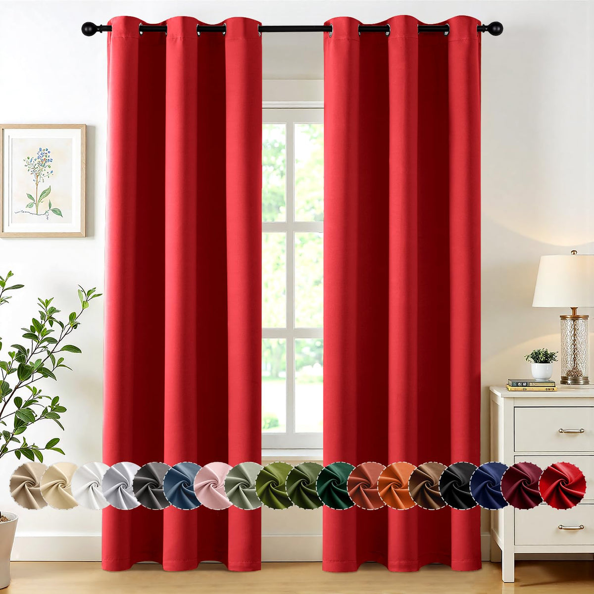 MIULEE Blackout Curtains for Bedroom 2 Panels 40 x 84 Inch Long Black