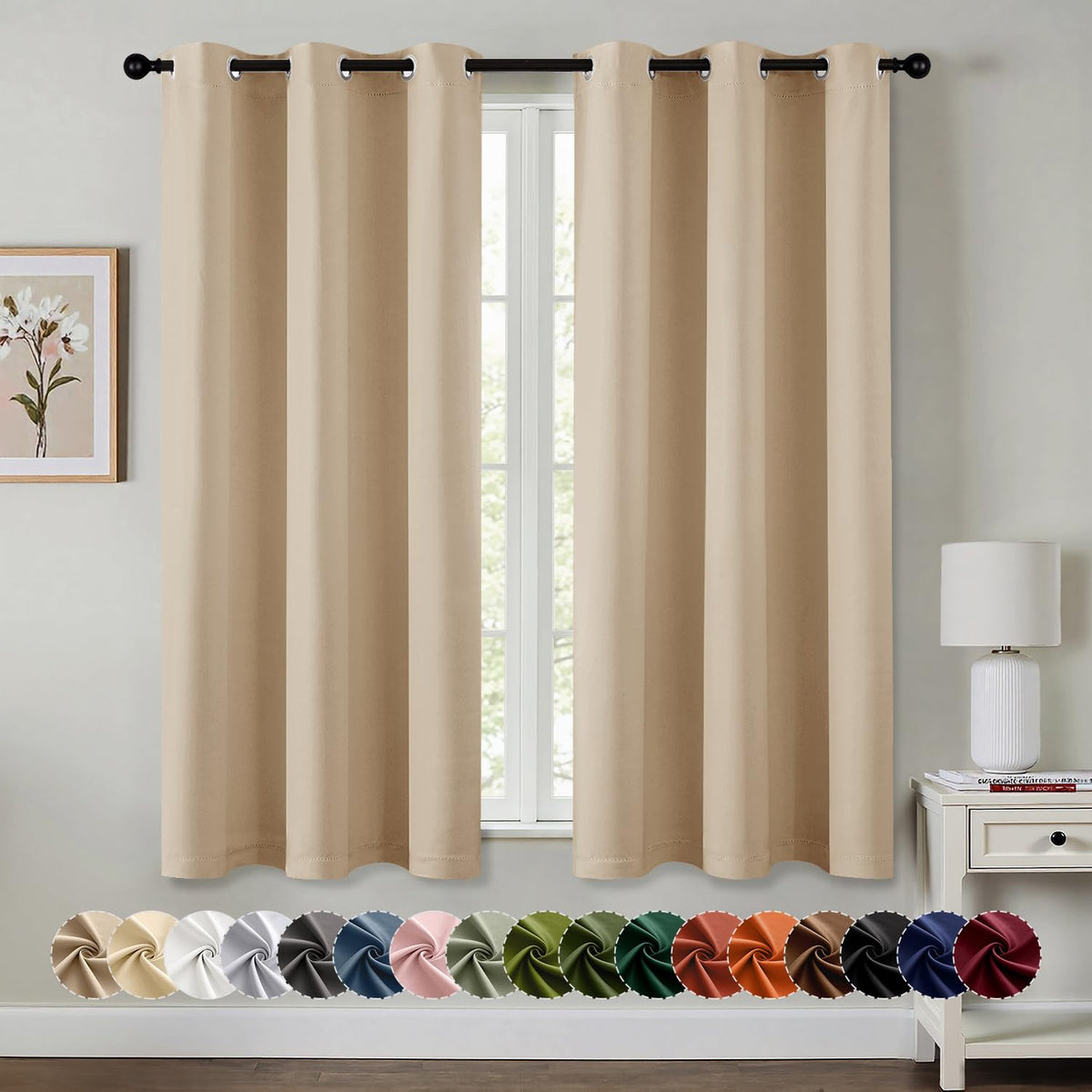 MIULEE Blackout Curtains for Bedroom 2 Panels 40 x 84 Inch Long Black