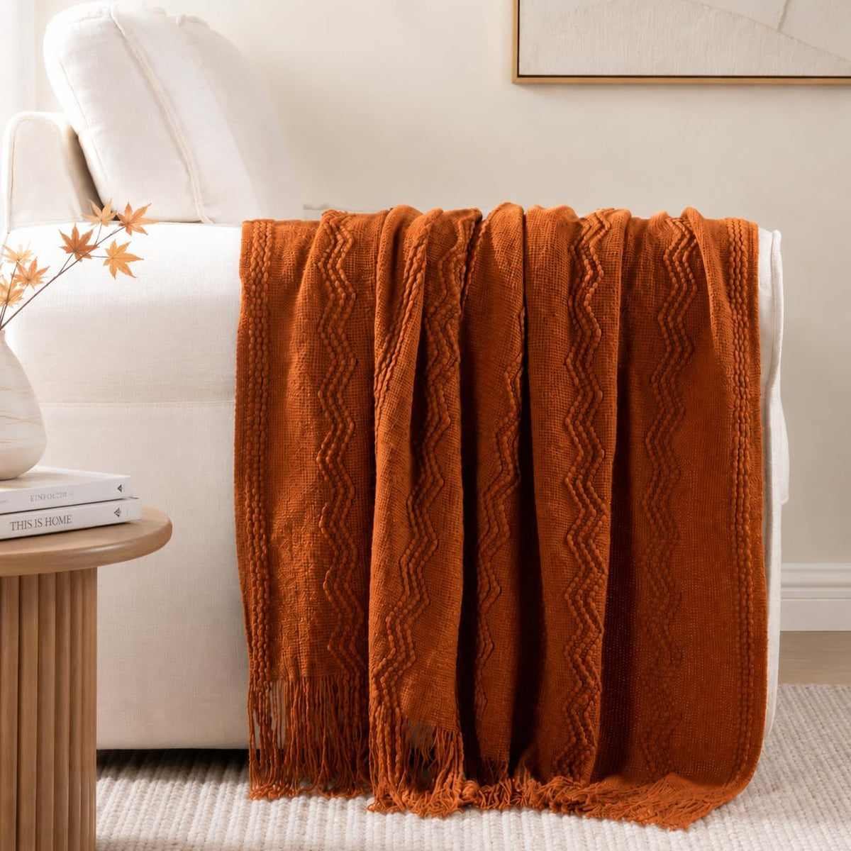 BATTILO HOME Rust Throw Blanket for Couch, 50"x60"