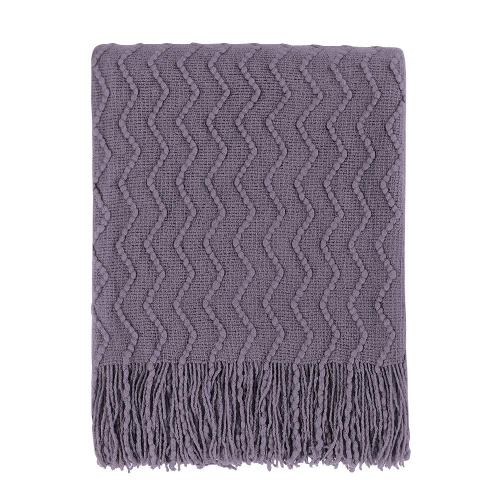 BOURINA Beige Throw Blanket 50x60 Inch Boho Knitted Soft Throw Sofa Blanket
