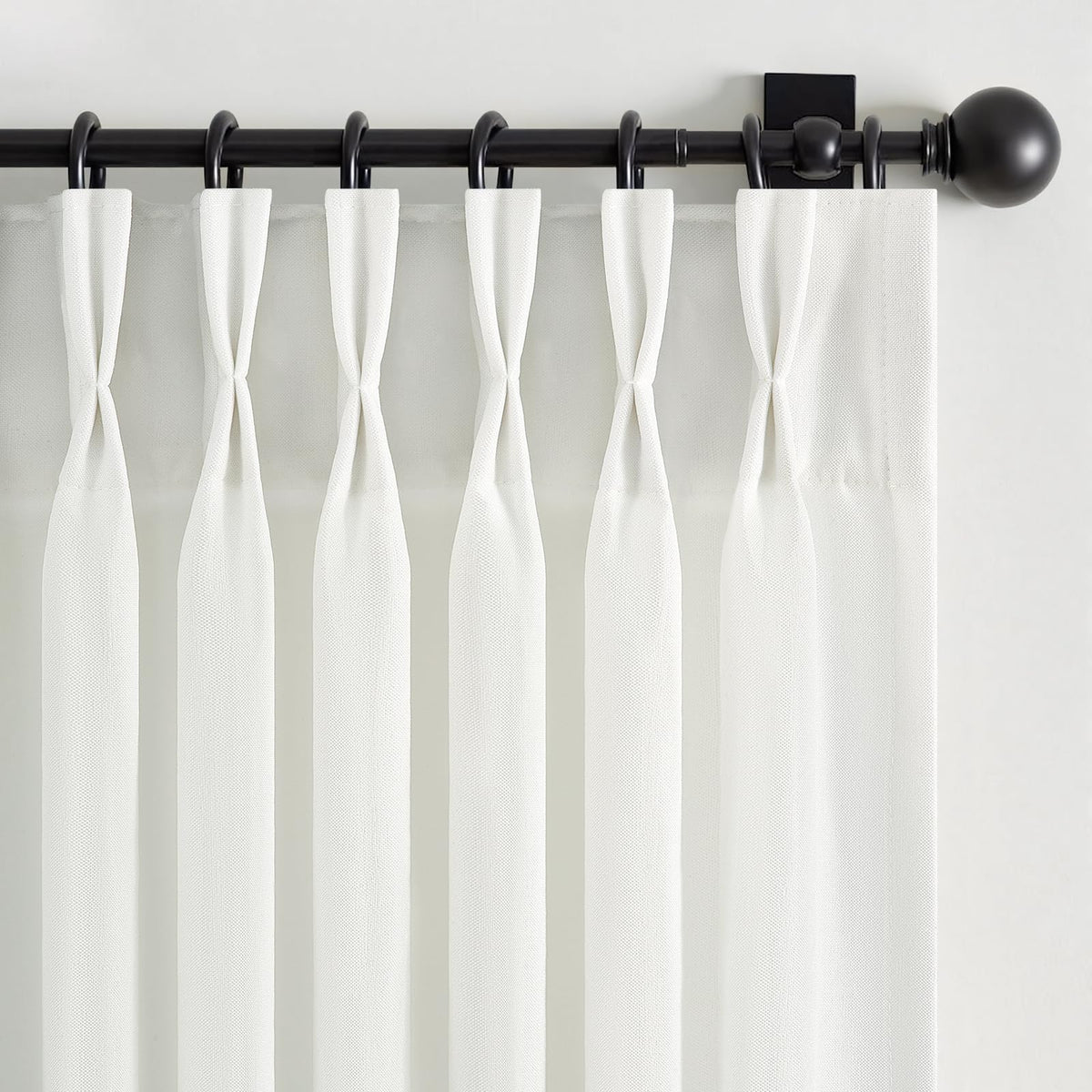 96 Inches Long Pinch Pleated Semi Sheer Curtains,Natural Linen Blended Light Filtering Window Curtains 96 Length for Living Room Bedroom Pinch Pleat Drapes with Hooks 2 Panels 72" Wx96 L