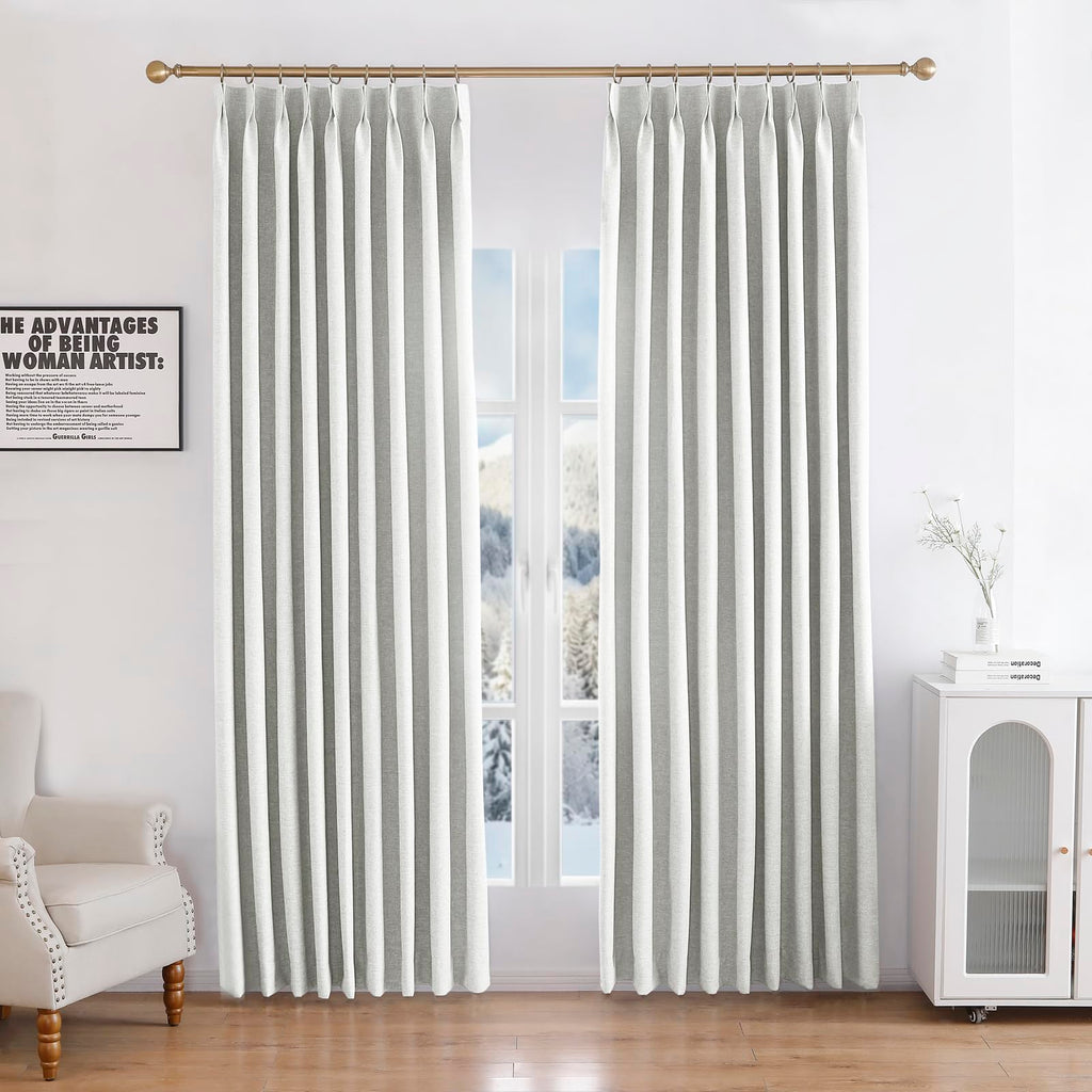 Linen 100% Blockout Curtains Pinch Pleated, 60W x 72L, 1 Panel