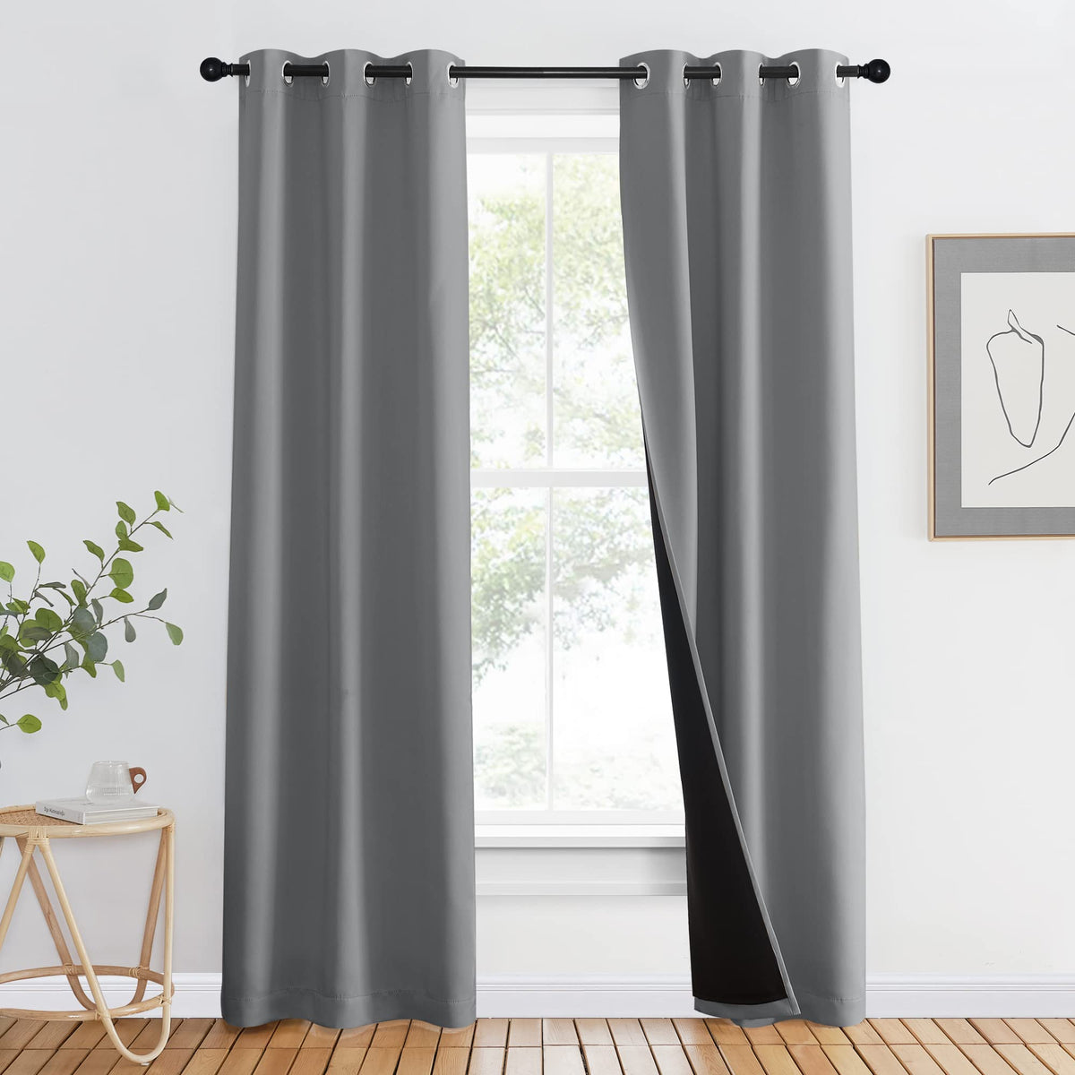 NICETOWN 100% Blackout Curtain 54 inches Long, Double-Deck Completely Blackout Window Treatment Thermal Insulated Lined Drape for Small Window (White, 1 PC, 52 inches Width Each Panel)