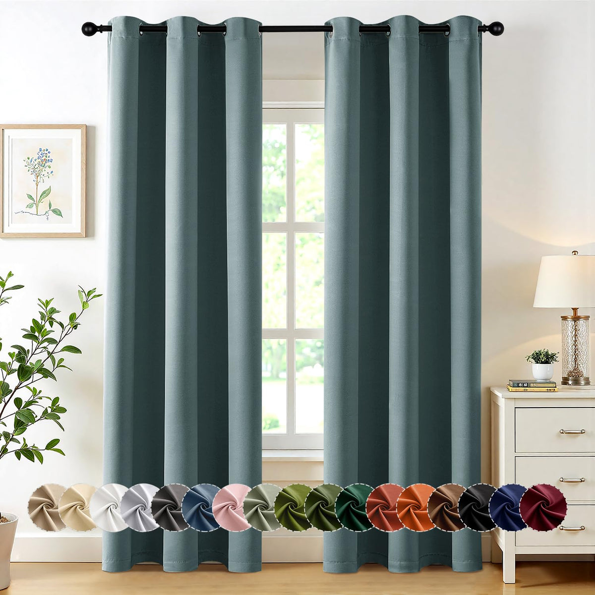 MIULEE Blackout Curtains for Bedroom 2 Panels 40 x 84 Inch Long Black