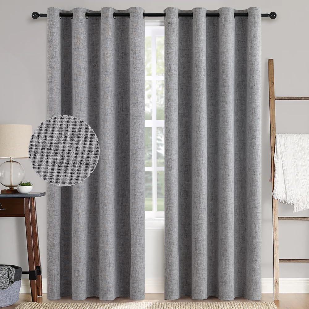 MIULEE 100% Blackout Linen Curtains for Bedroom 52x84 Inches Natural Beige