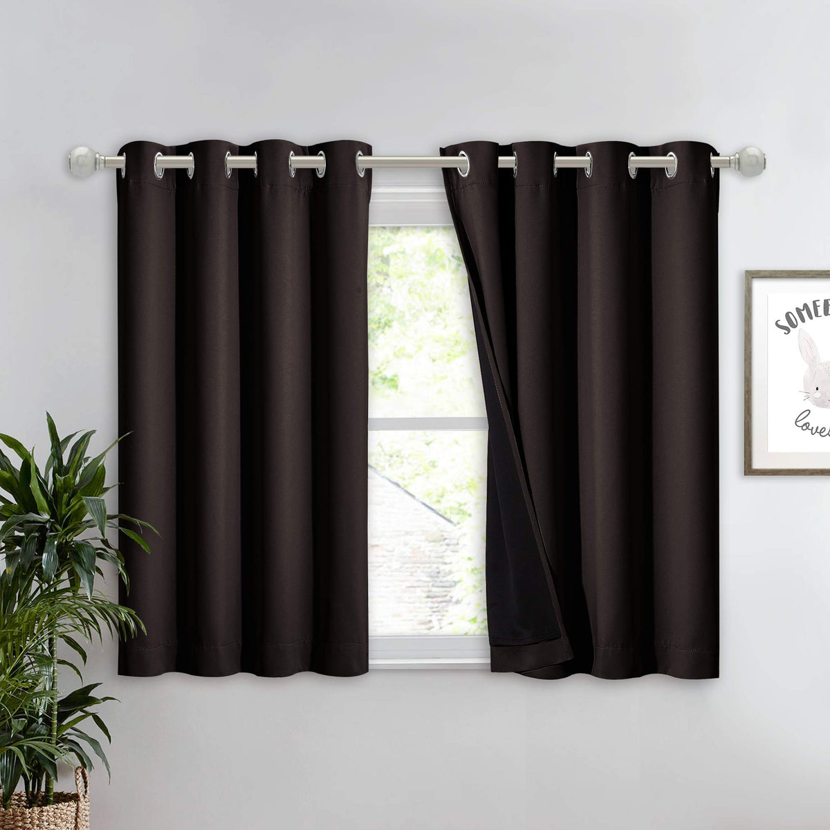 NICETOWN 100% Blackout Curtain 54 inches Long, Double-Deck Completely Blackout Window Treatment Thermal Insulated Lined Drape for Small Window (White, 1 PC, 52 inches Width Each Panel)
