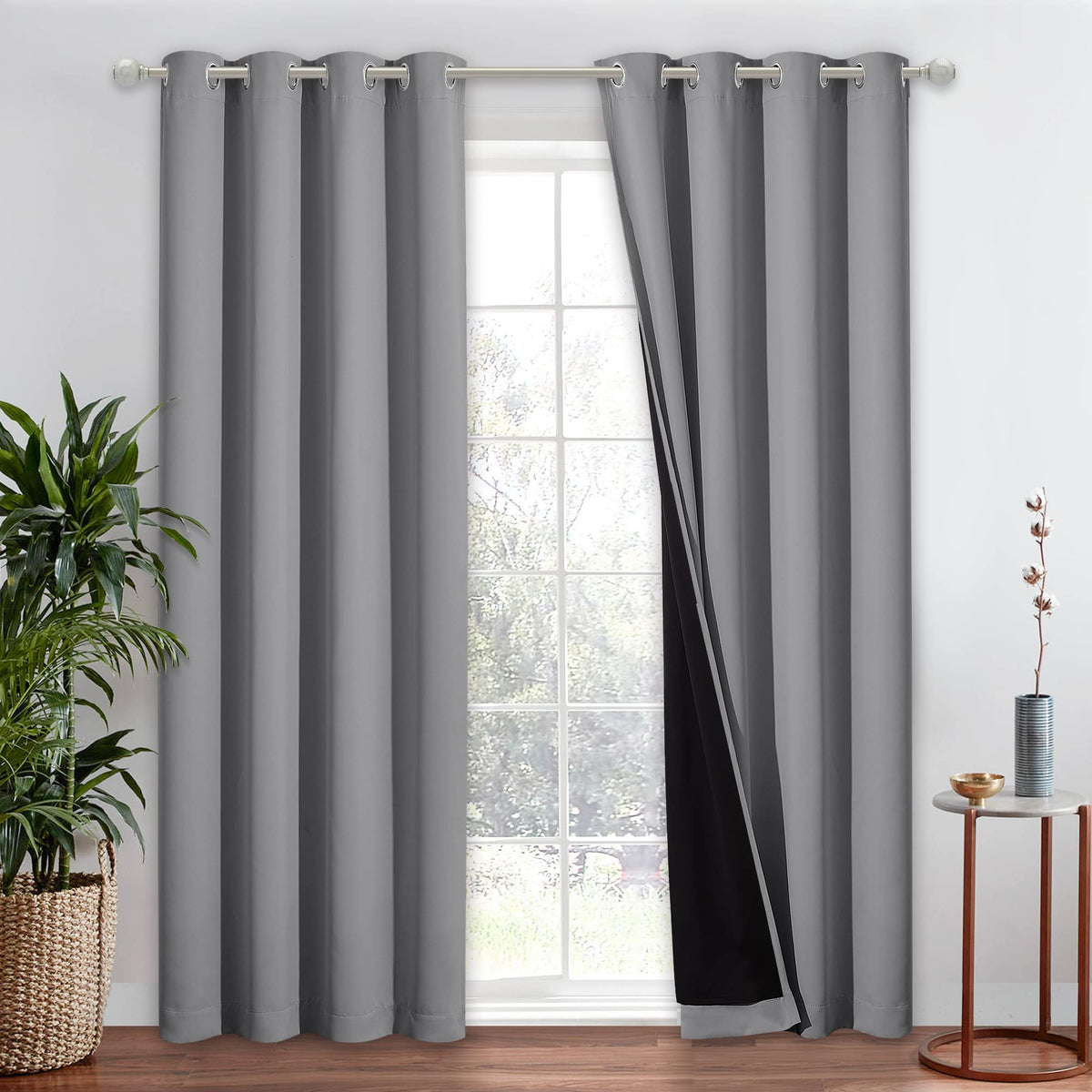 NICETOWN 100% Blackout Curtain 54 inches Long, Double-Deck Completely Blackout Window Treatment Thermal Insulated Lined Drape for Small Window (White, 1 PC, 52 inches Width Each Panel)