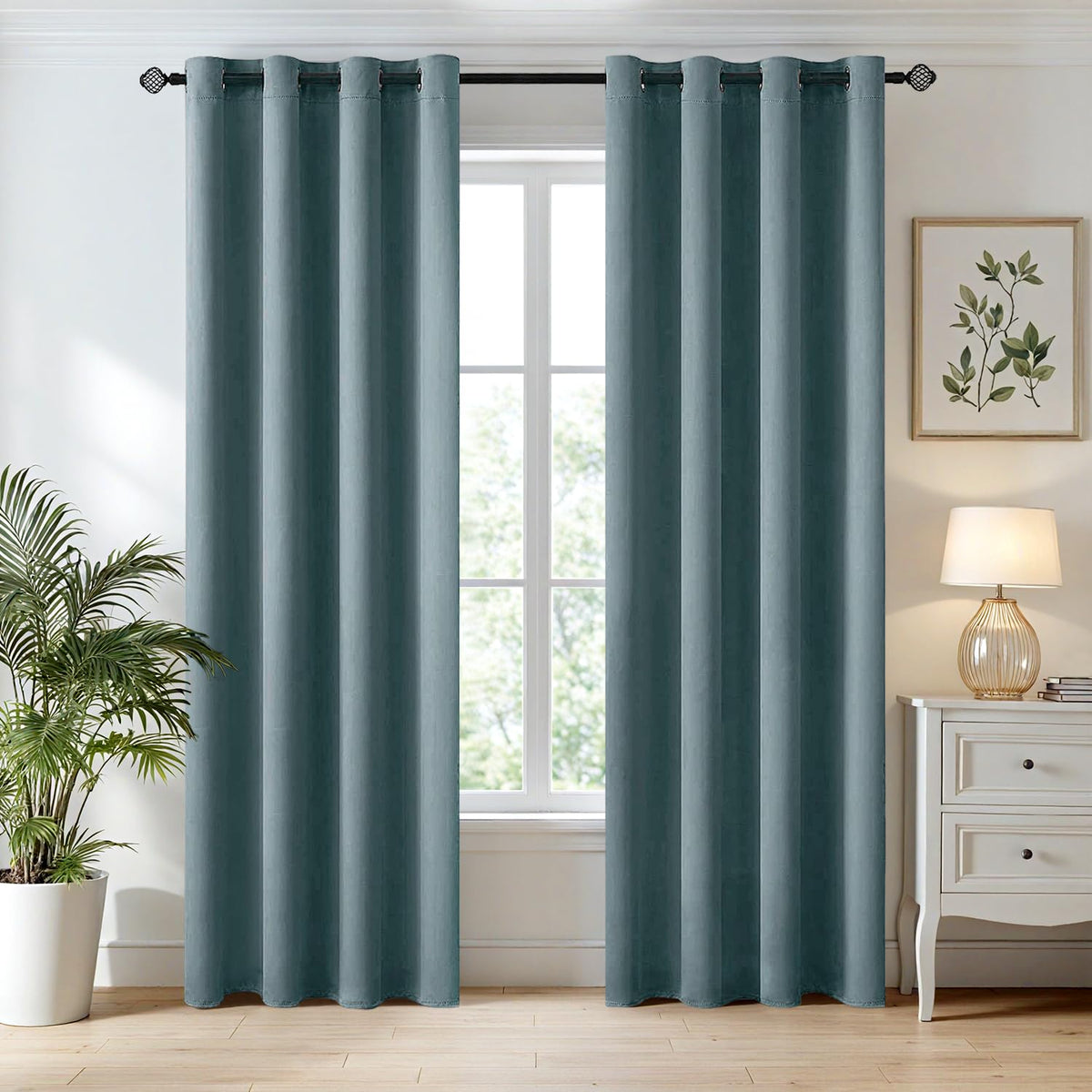 MIULEE Beige Blackout Bedroom Curtains Drapes 84 Inch Long 52"x84"