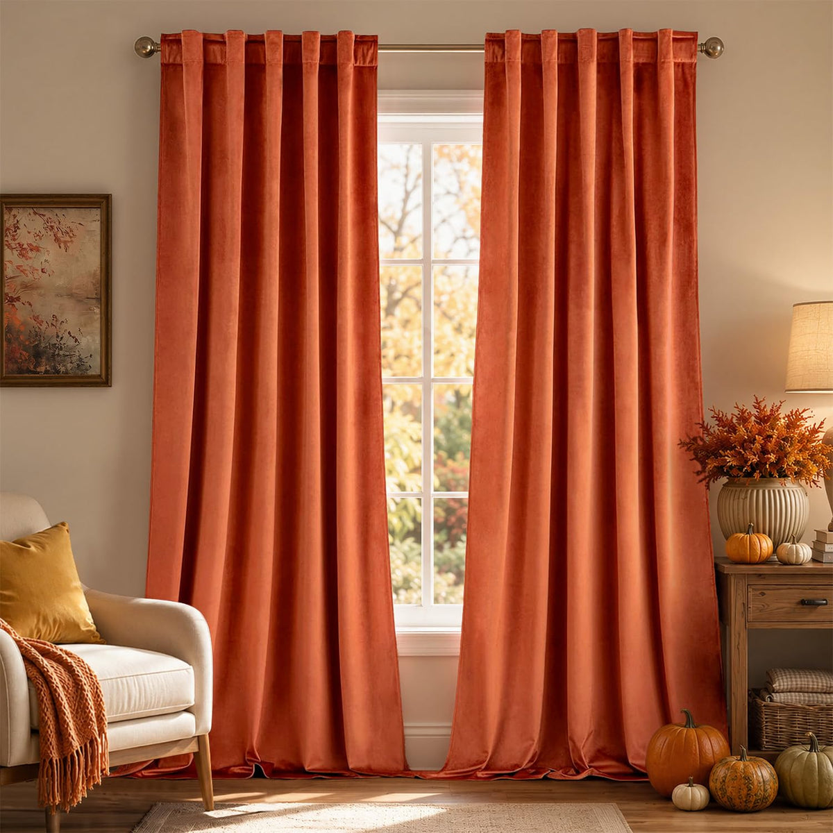 MIULEE Velvet Curtains 52x84 inches 2 Panels Olive Green Blackout Curtains