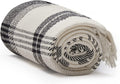 Americanflat 50x60 Throw Blanket - Soft and Breathable Cotton Throw Blanket for Couch, Bed, Chair - Decorative Blankets Perfect for Home, Office, or Outdoor Use - Cream Herringbone Design