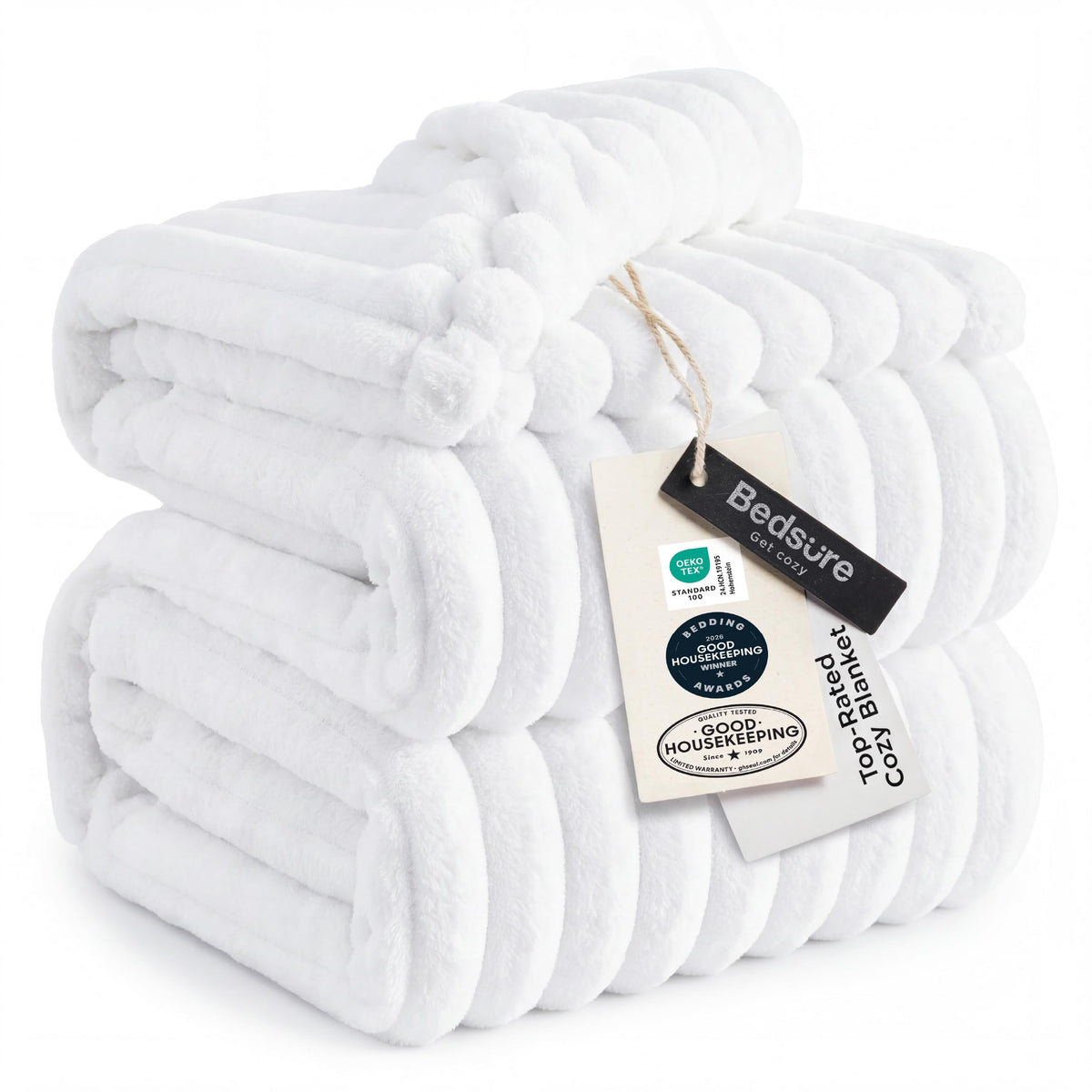 Bedsure GentleSoft White Throw Blanket for Couch - Halloween Fall Decorations for Home Living Room Decor, Cozy Fleece Fall Blanket for Sofa, Birthday Gifts for Women Mom Her, Off White, 50x60 Inches