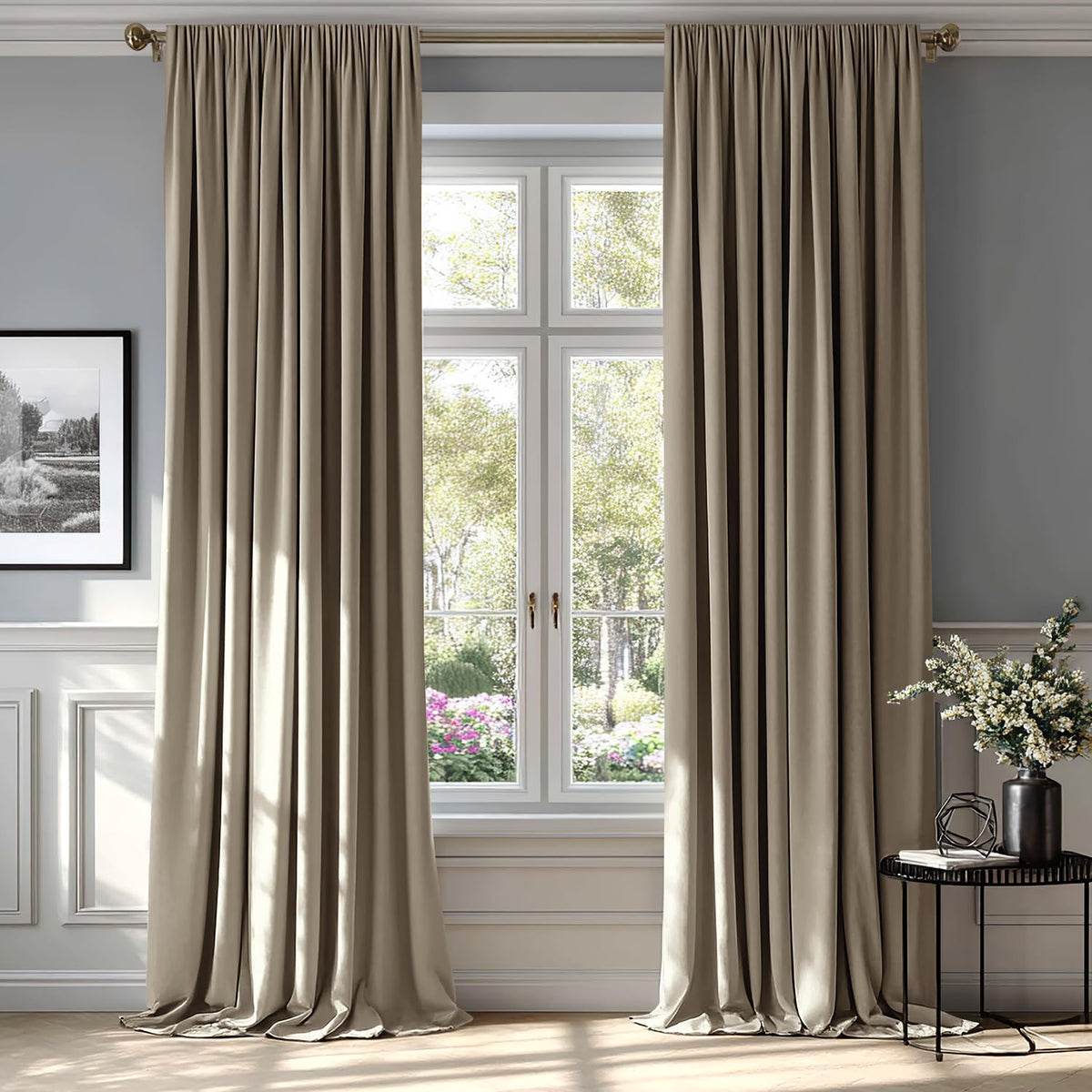 MIULEE Dusty Rose Pink Velvet Room Darkening Curtains for Bedroom W52 x L84