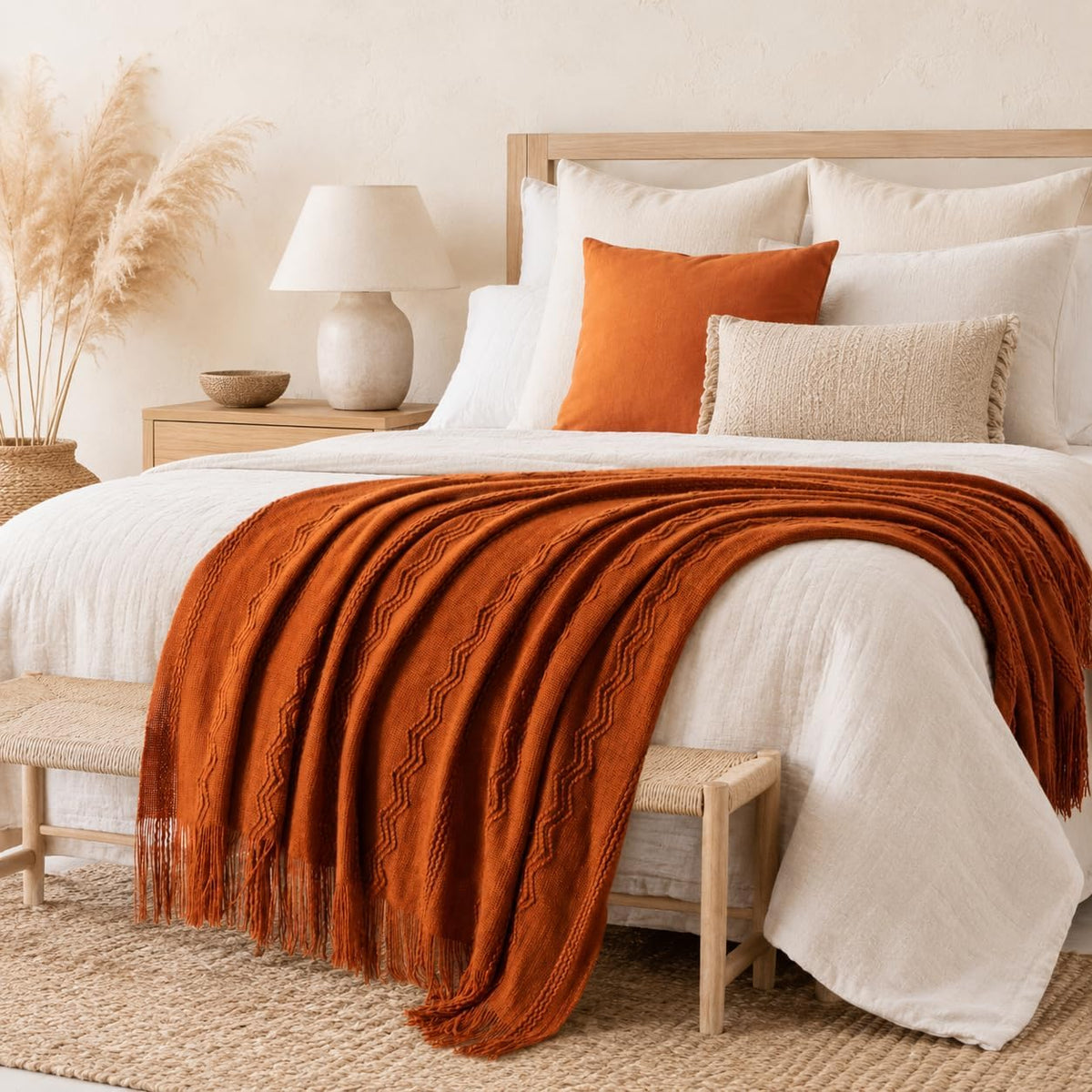 BATTILO HOME Rust Throw Blanket for Couch, 50"x60"