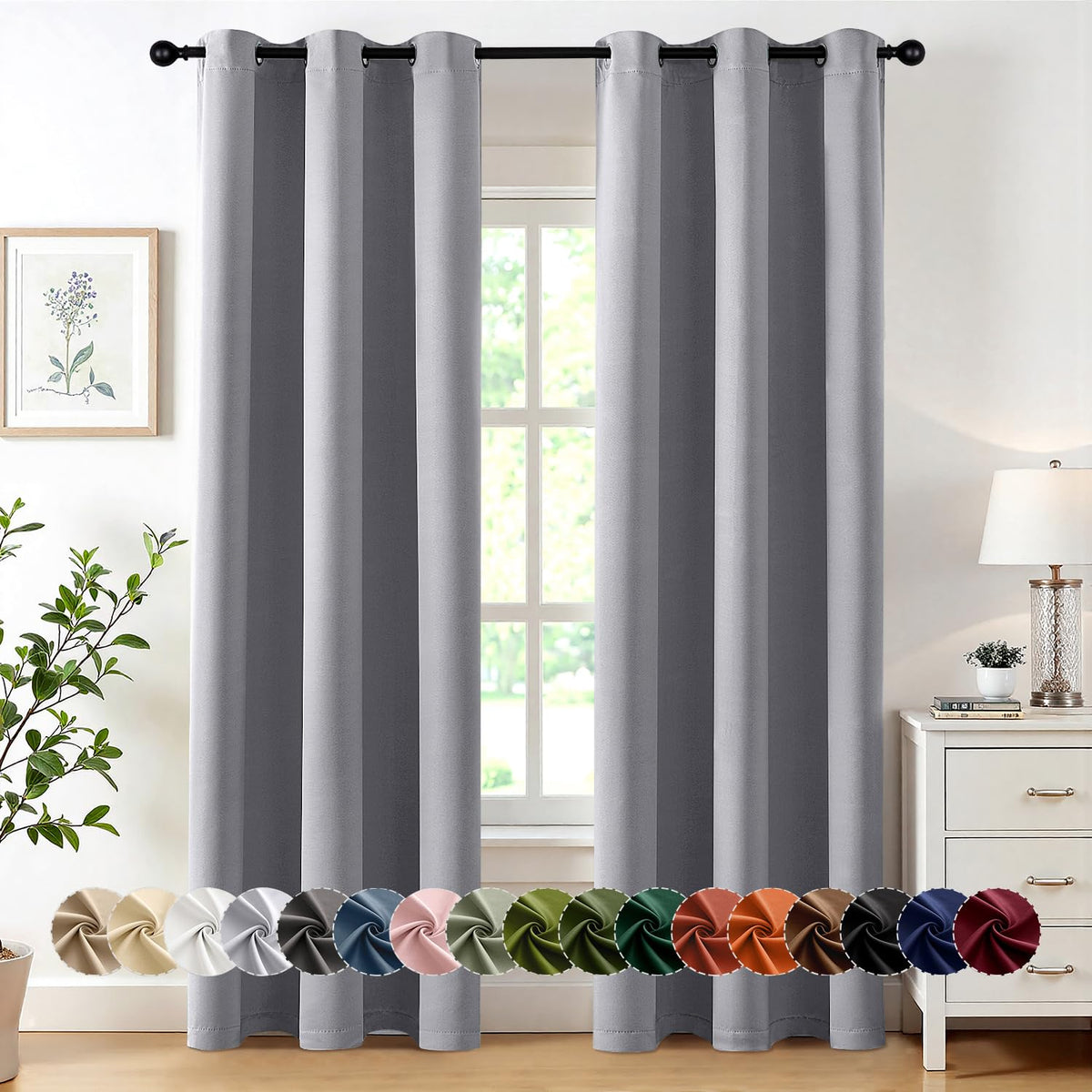 MIULEE Blackout Curtains for Bedroom 2 Panels 40 x 84 Inch Long Black