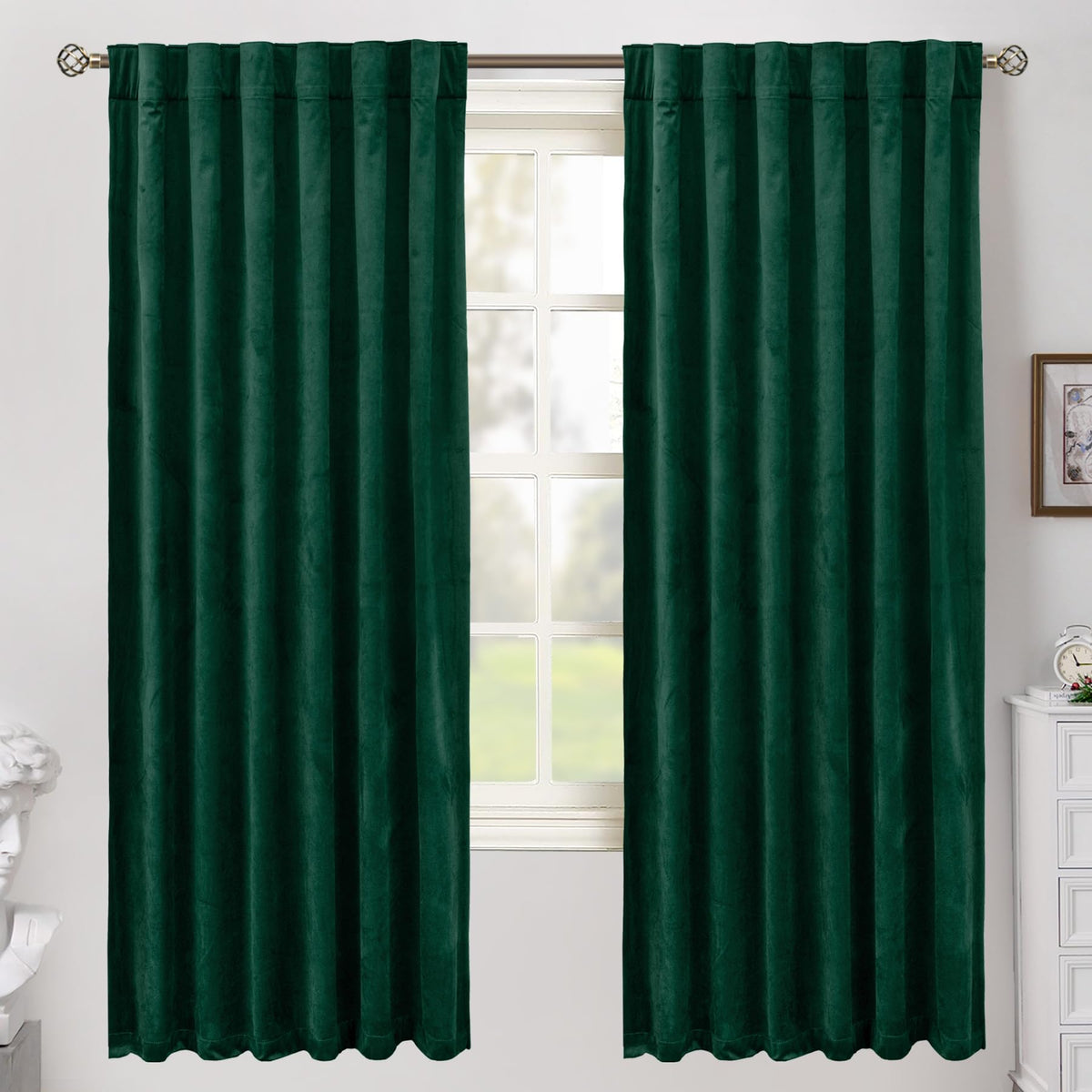 BGment Christmas Red Velvet Curtains 96 Inches for Living Room, Thermal Room Darkening Curtains Sound Reduce Drapes with Back Tab and Rod Pocket for French Door, 2 Panels, 52 x 96 Inch