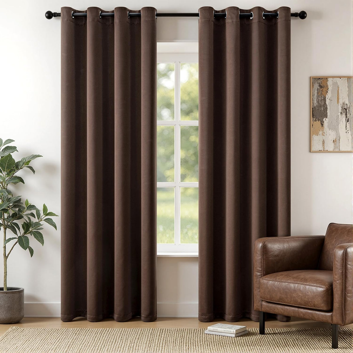 MIULEE Beige Blackout Bedroom Curtains Drapes 84 Inch Long 52"x84"