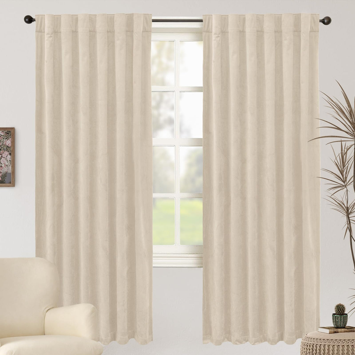 BGment Christmas Red Velvet Curtains 96 Inches for Living Room, Thermal Room Darkening Curtains Sound Reduce Drapes with Back Tab and Rod Pocket for French Door, 2 Panels, 52 x 96 Inch