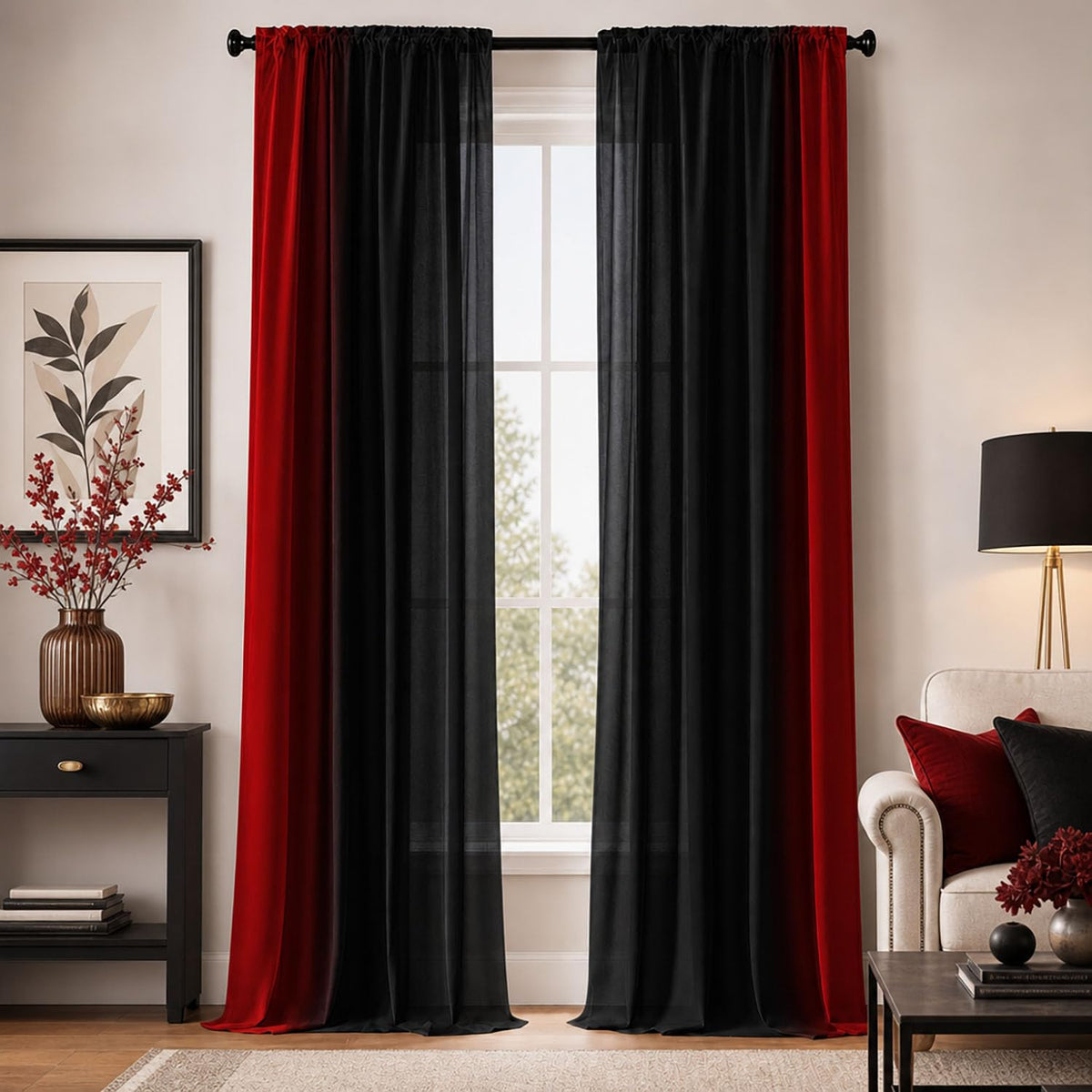 Burnt Orange Curtains 84 Inch Length for Living Room,2 Panels