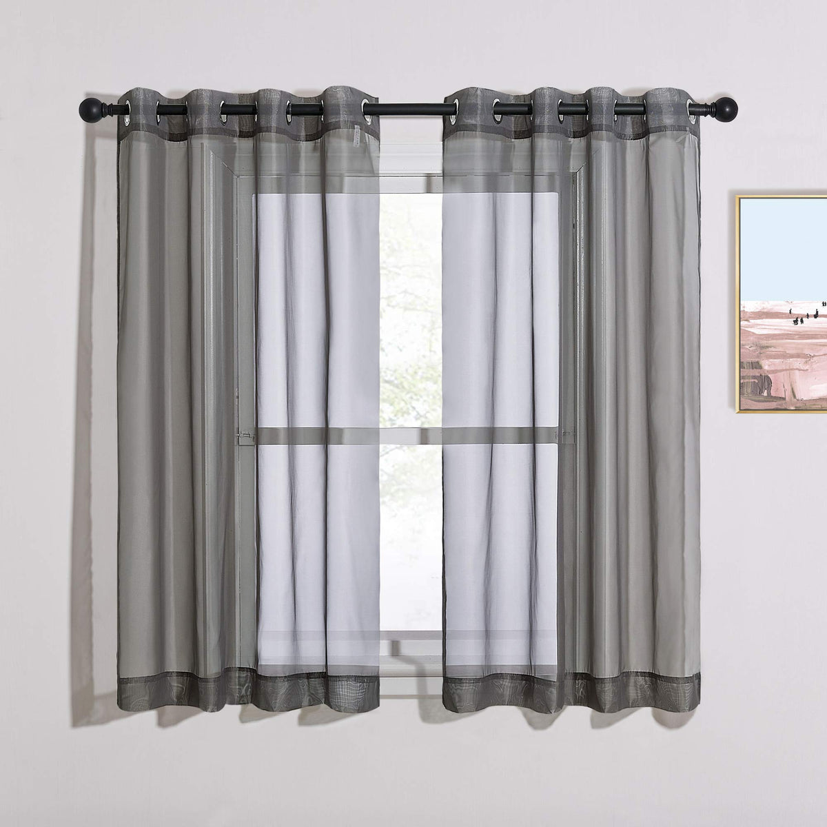 NICETOWN White Sheer Curtains & Drapes 96 inches Long for Living Room - Grommet Top Solid Lightweight & Airy Gauzy Window Treatments with Light Filtering for Bedroom, 2 Panels, W54 x L96