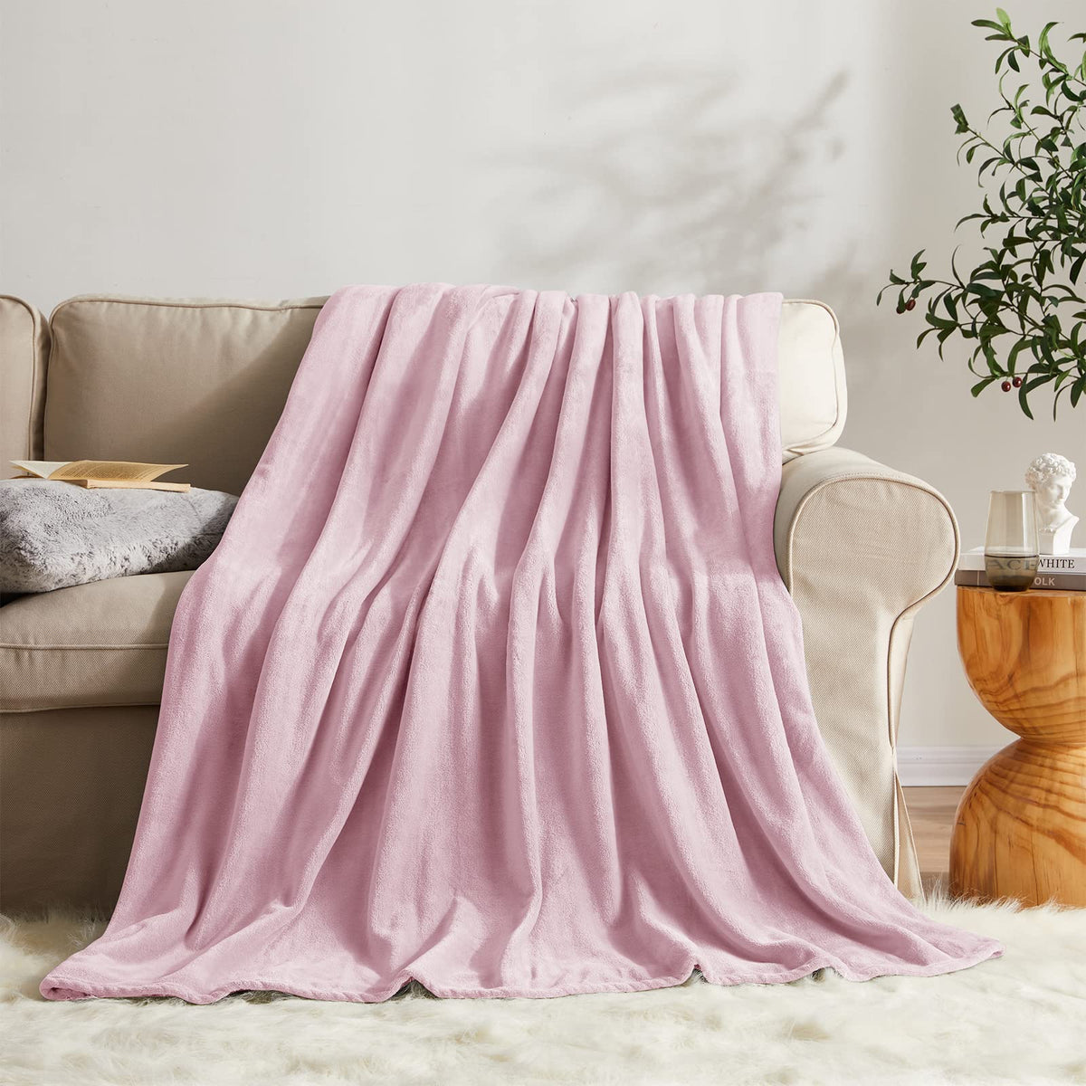 KMUSET Fleece Blanket Throw Size Grey Lightweight Super Soft Cozy Luxury Bed Blanket Microfiber Factory Shop