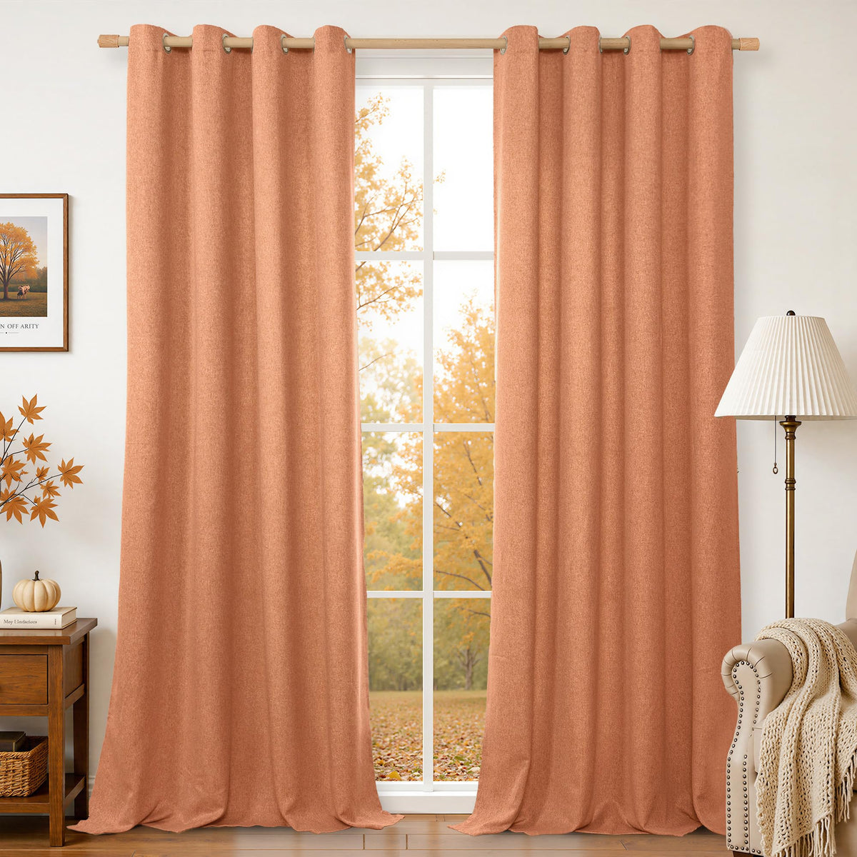 BGment Oatmeal Linen Curtains for Living Room 95 Inch Length 2 Panels Set, Privacy Drapes Light Filtering with Grommet for Farmhouse Bedroom No See Through, Each 52 Inch Wide