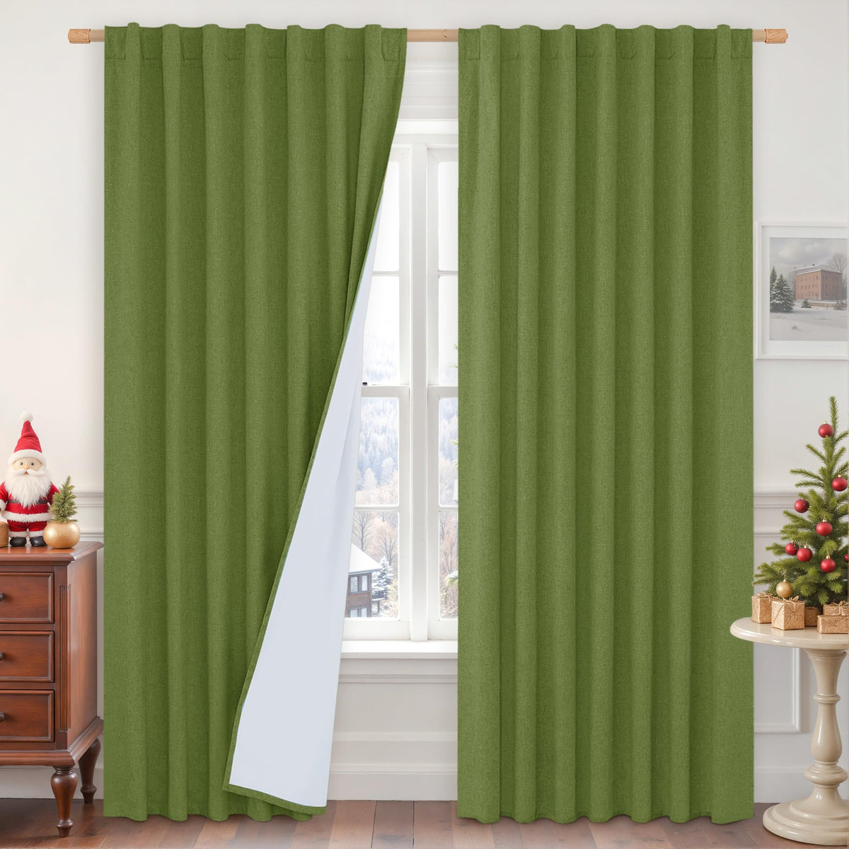 LAMIT 100% Blackout Short Linen Curtains for Cafe 40 Inch Length, Ivory