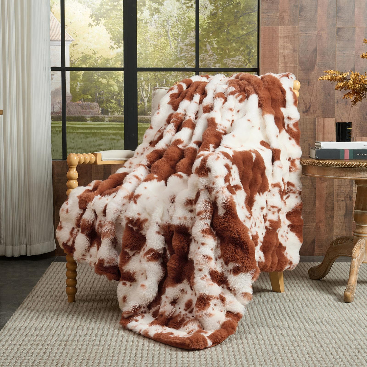Lotus Karen Faux Fur Throw Blanket Cream White - Big Bubble Rabbit Fluff Blanket for Couch, Small Fluffy Fuzzy Cozy Blanket, Thick Furry Plush Shaggy Blankets, 50x60 Inches