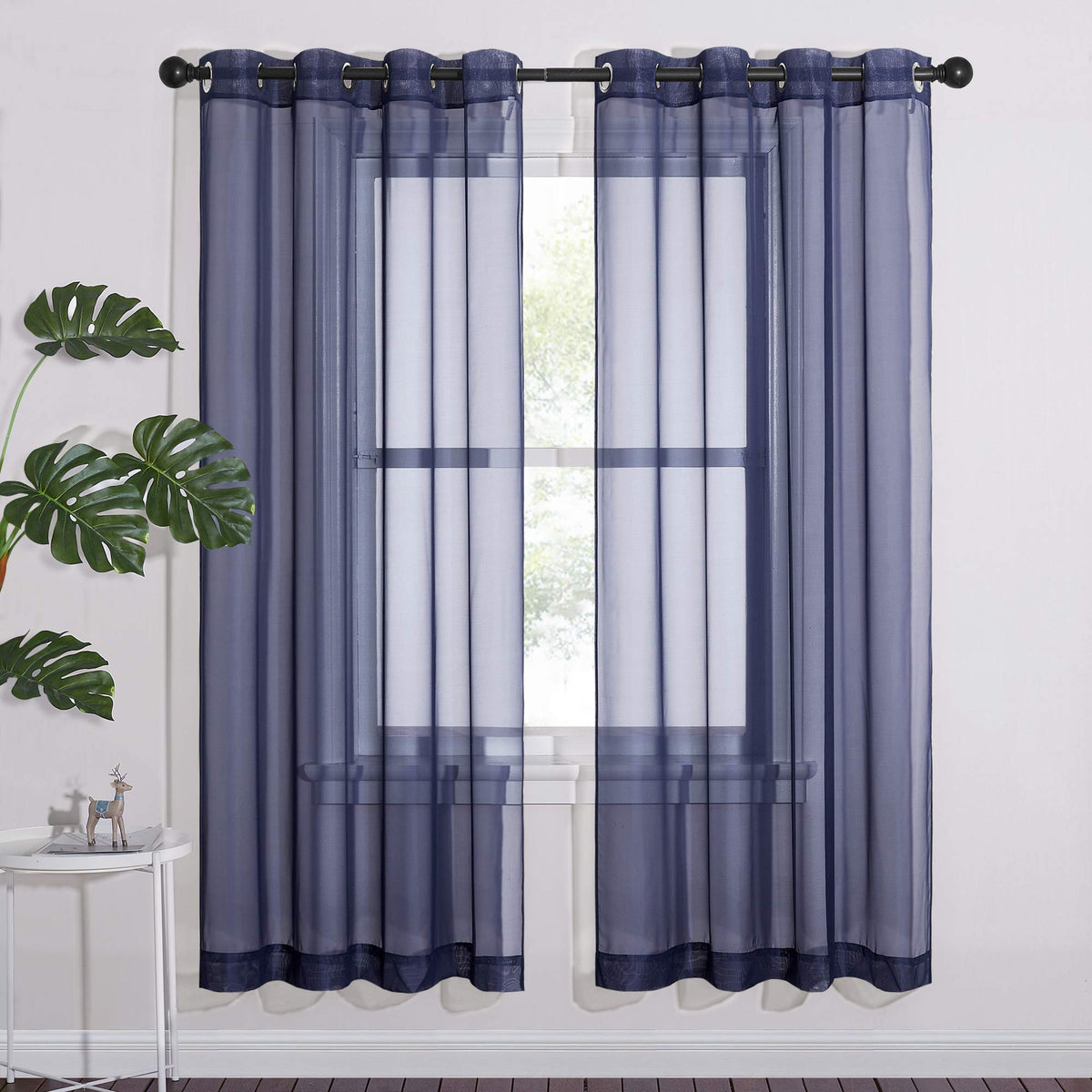 NICETOWN White Sheer Curtains & Drapes 96 inches Long for Living Room - Grommet Top Solid Lightweight & Airy Gauzy Window Treatments with Light Filtering for Bedroom, 2 Panels, W54 x L96