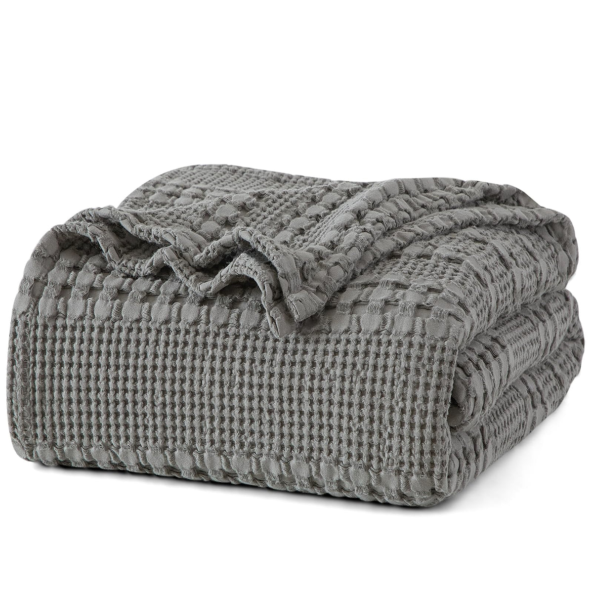 PHF Lightweight 100% Cotton Waffle Throw Blanket for Couch, Light Taupe